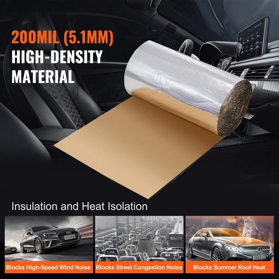 Sound Deadener Mat 16.5 in x 315 in 36sq.ft Car Heat Insulation 5.1mm