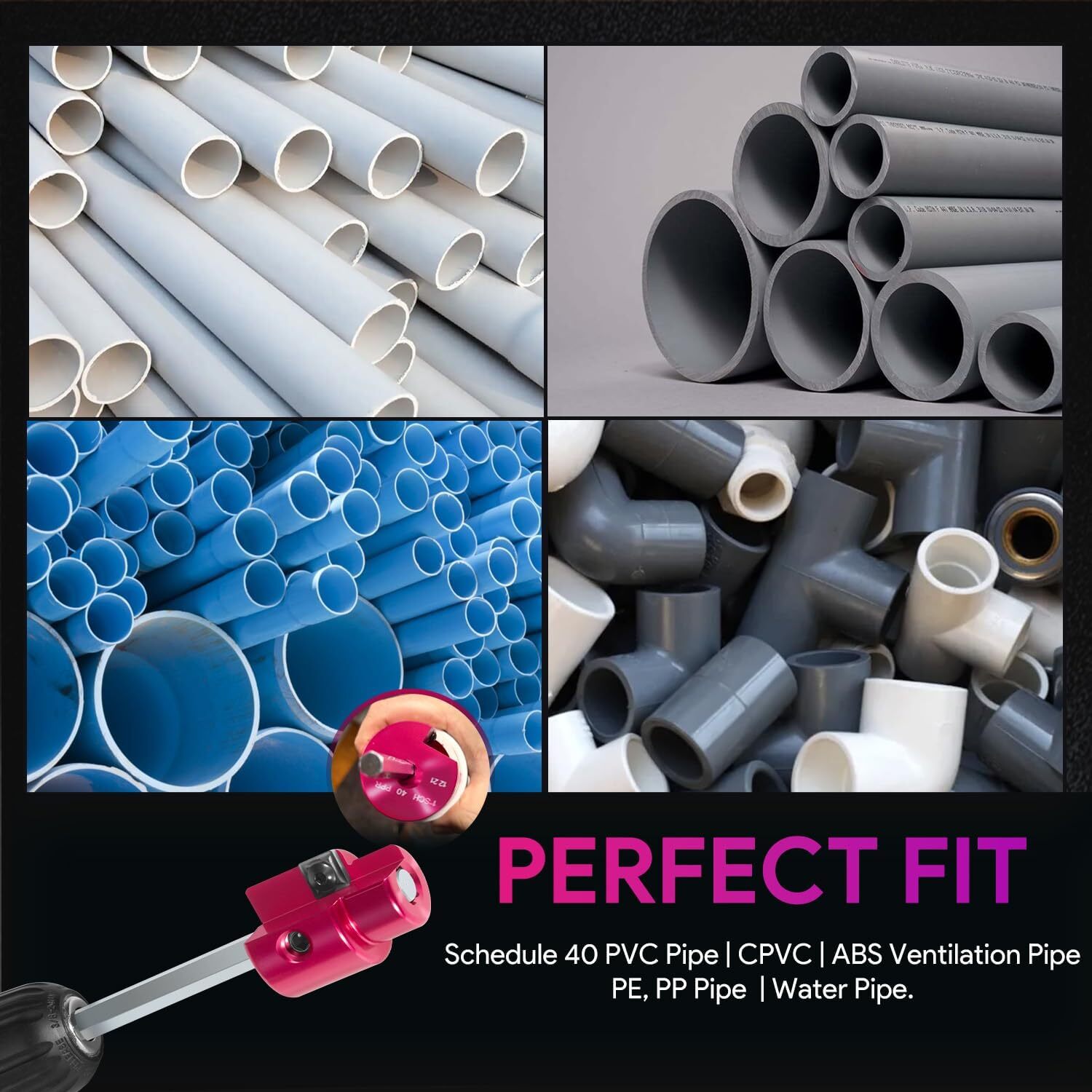 1/2-Inch Head Plastic Pipe Fitting Reamer PVC Fitting Saver Fit for PVC,ABS,CPVC