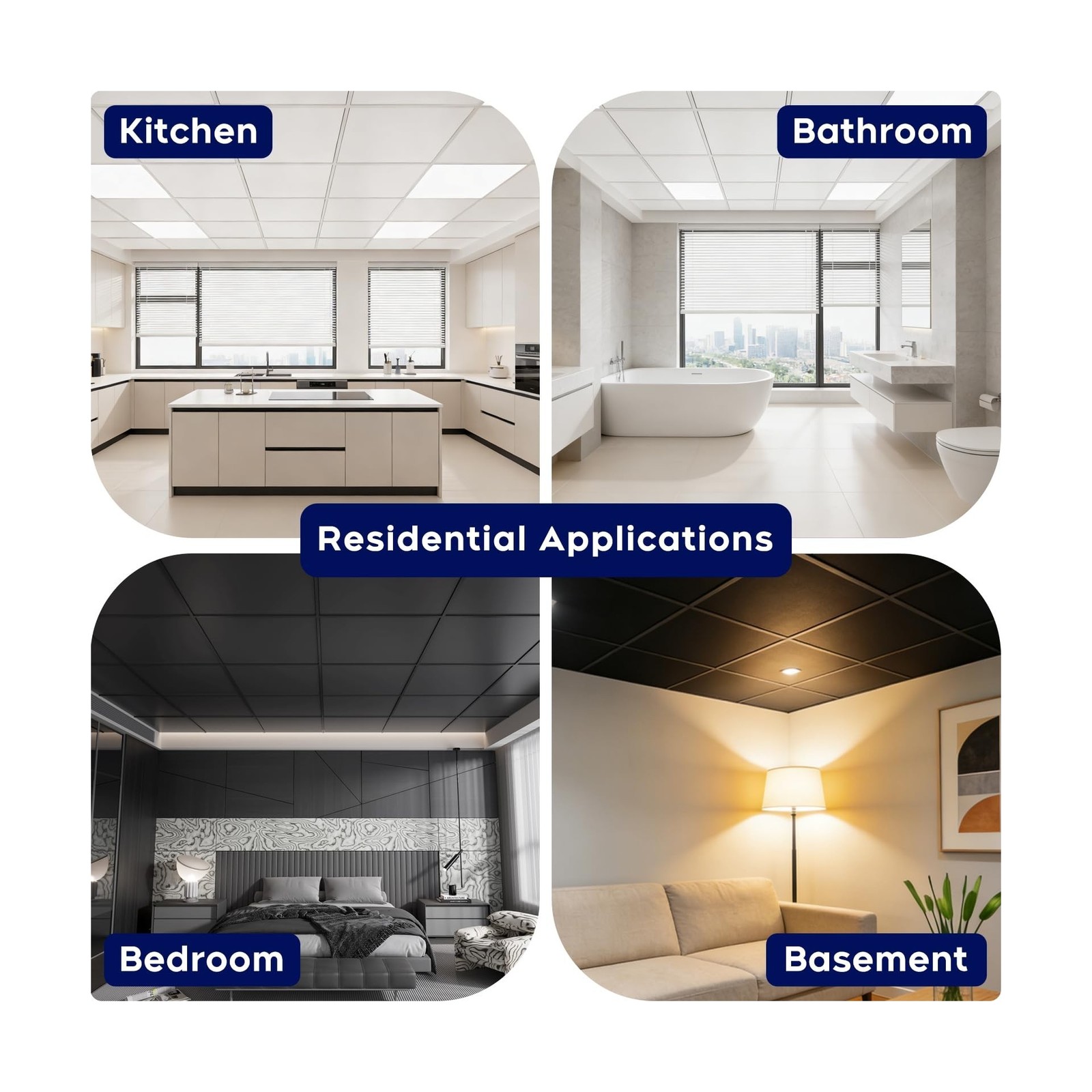 Premium PVC Smooth Drop Ceiling Tiles 2ft x 4ft – Waterproof, Fire-Rated, Was…