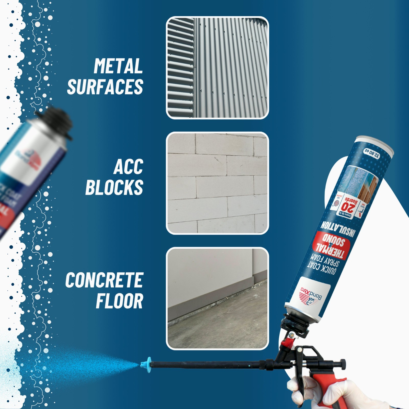 Spray Foam Insulation Kit (18 x 32.80 oz/930 gr – 480 Board feet), Self-Expandin