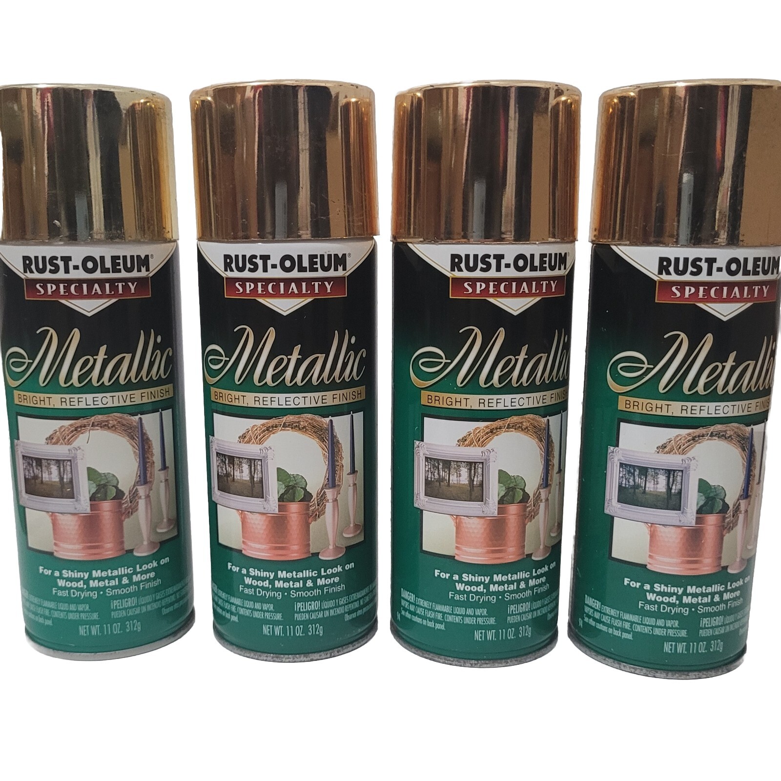 Vtg Rust-Oleum Specialty Spray Paint Gold Metallic 1910 Reflective 12oz 4 Cans