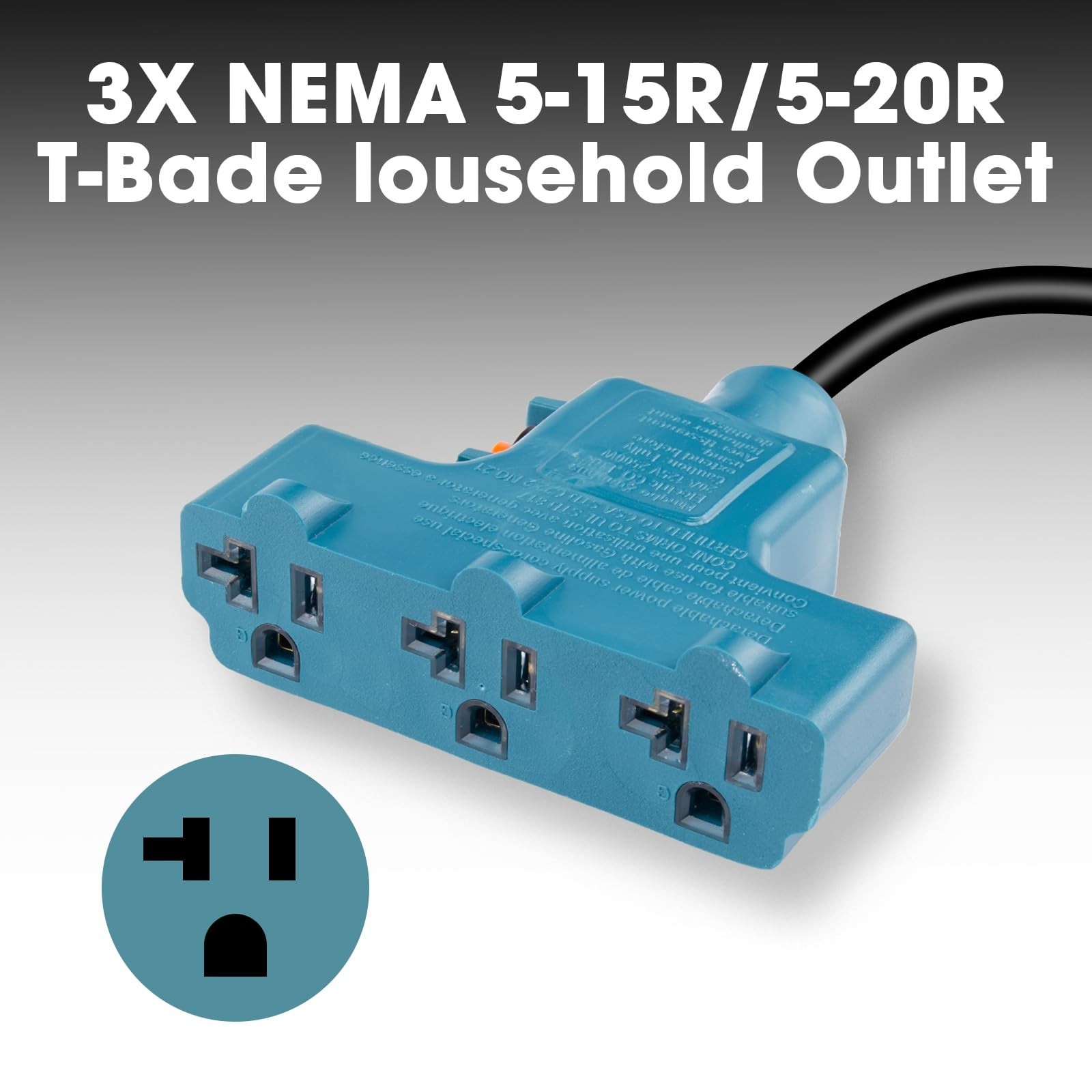 NEMA L5-30P to 5-15/20R RV Generator Adapter with Circuit Breaker, Converts a…