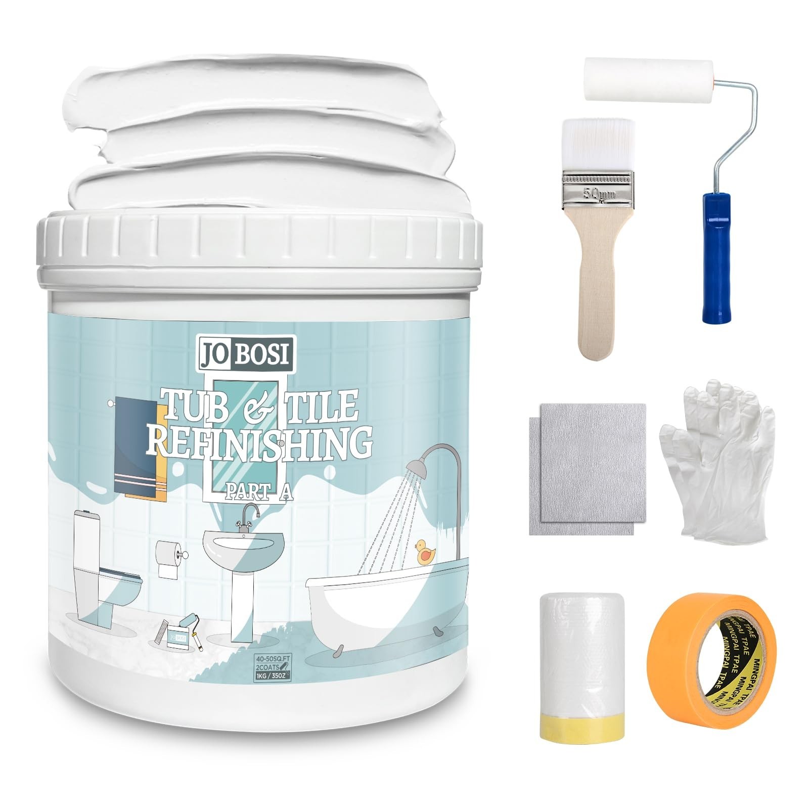 White Waterbased Tile Paint and Tile Refinishing Kit 32.0 Fl Oz, Quick-Dry Ti…