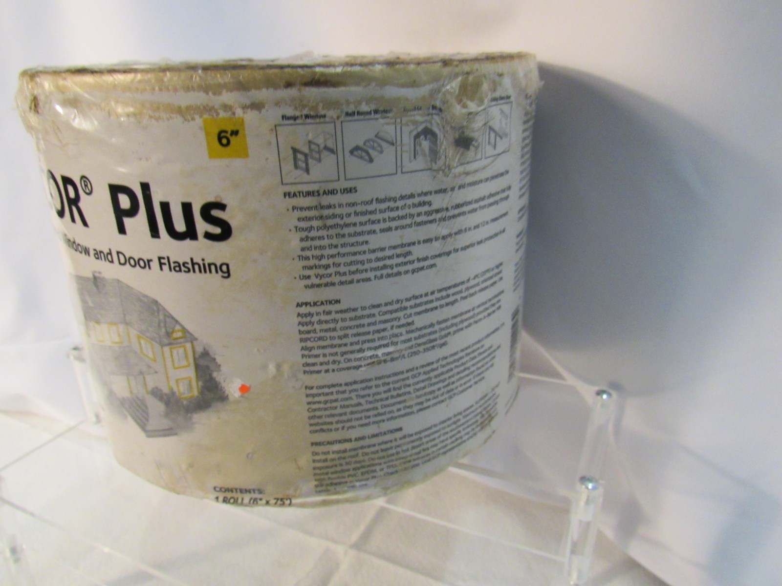 Grace Vycor Plus Self-Adhered Window and Door Flashing 6 Inch x 75 Foot
