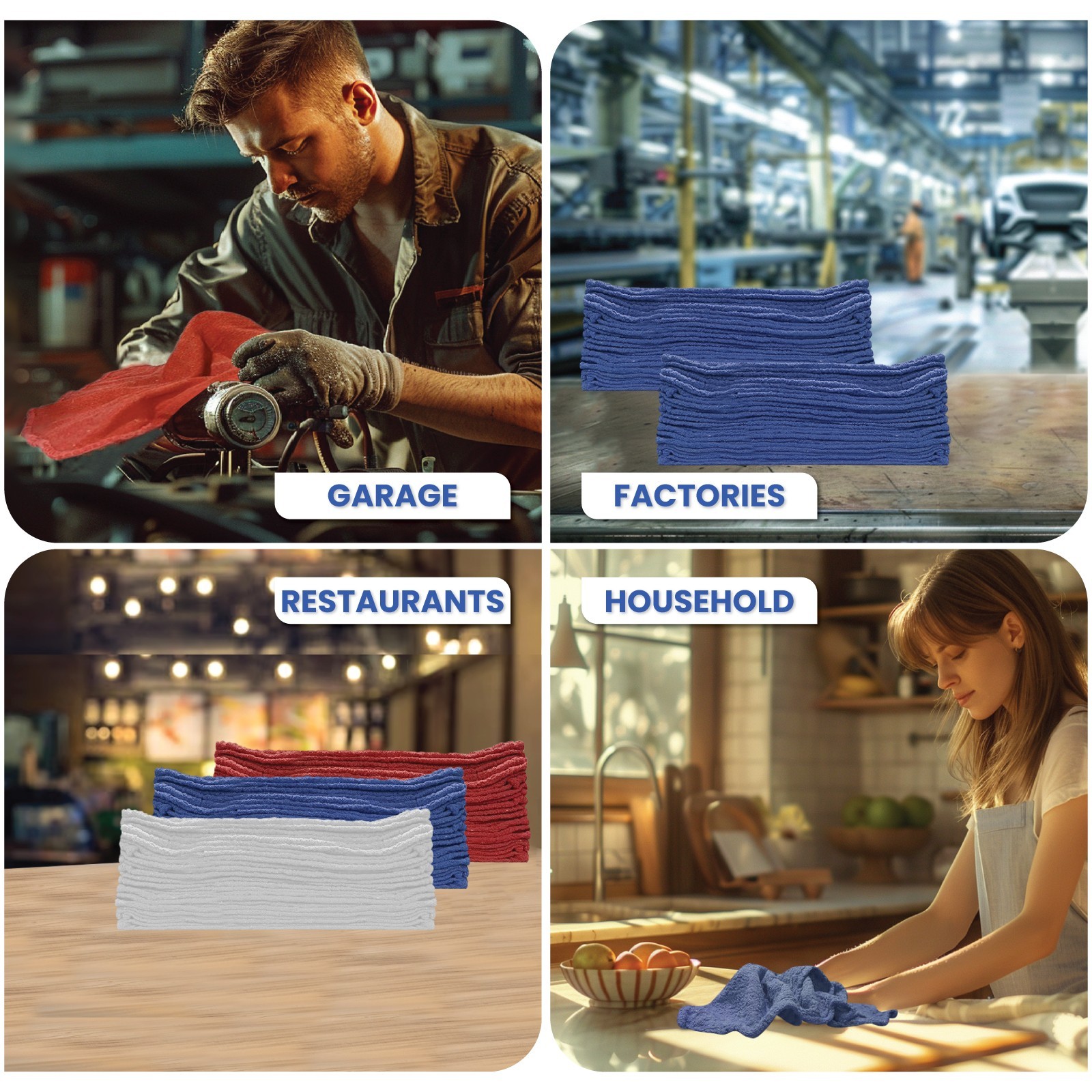 2000 New Industrial A Grade Shop Towels-Cleaning Towels Blue -Multipurpose Cloth
