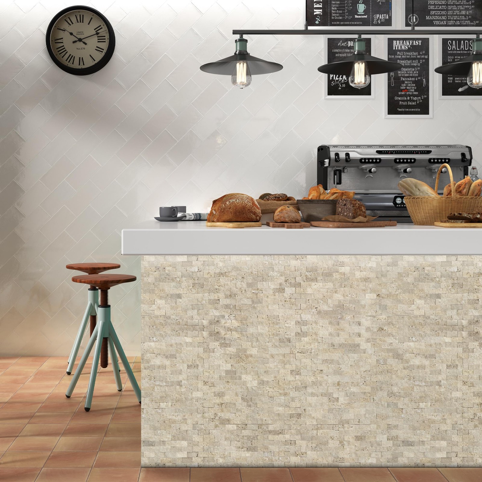 Sunwings 5-Sheet Peel And Stick Mosaic Natural 3D Stone Self Adhesive