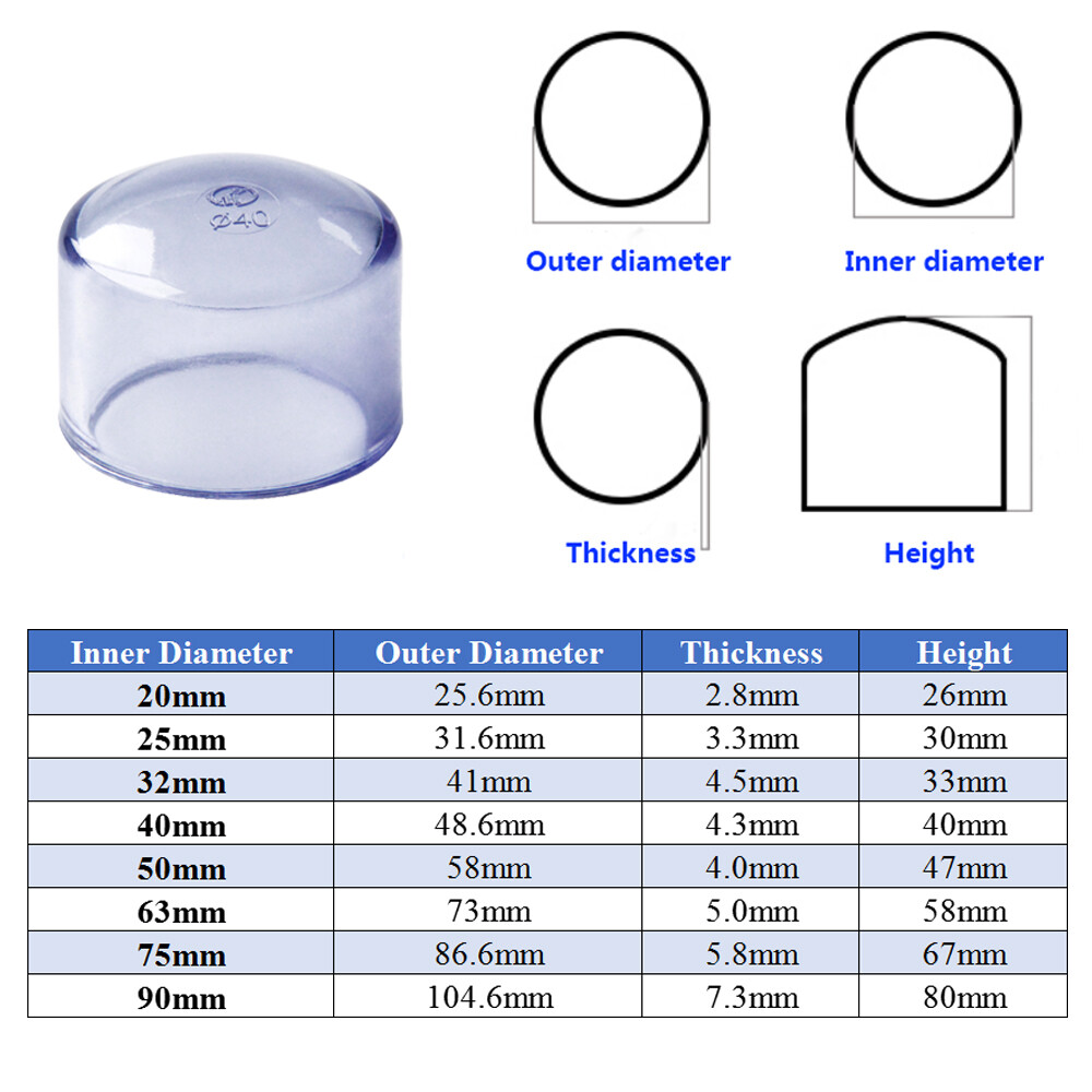 Clear PVC Pipe Adhesive Fittings Sleeves Union Bend Tee Elbow Ball Valve Caps