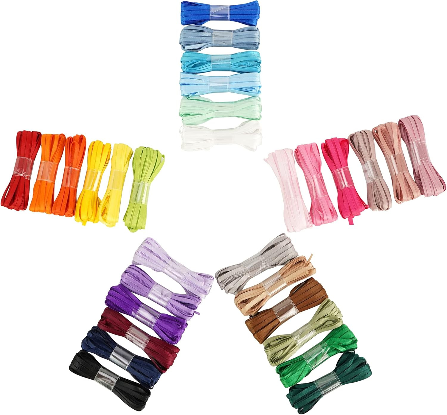 30 Colors Thin Ribbon 1/8 Inch Satin Small Ribbon Assortment 180 Yards Polyester