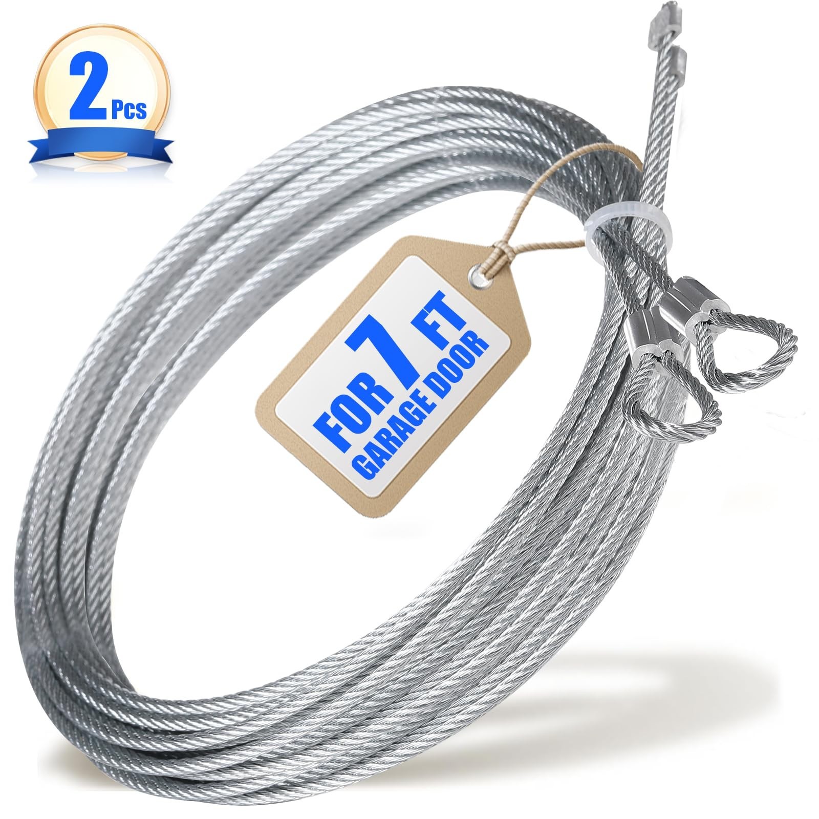 2-Pack 8ft-9in Garage Door Replacement Cable 3/32in for 7ft Doors Galvanized Set