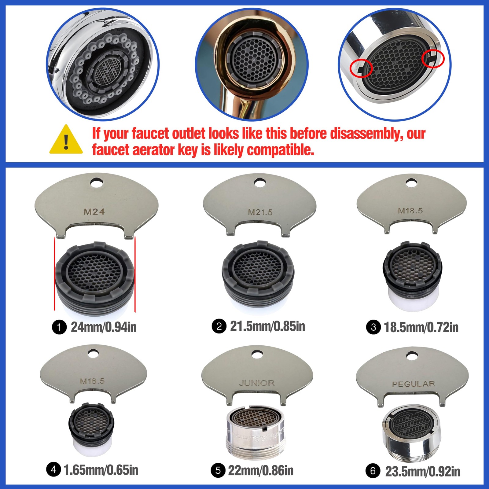 Upgraded 304 Stainless Steel Faucet Aerator Key –Universal