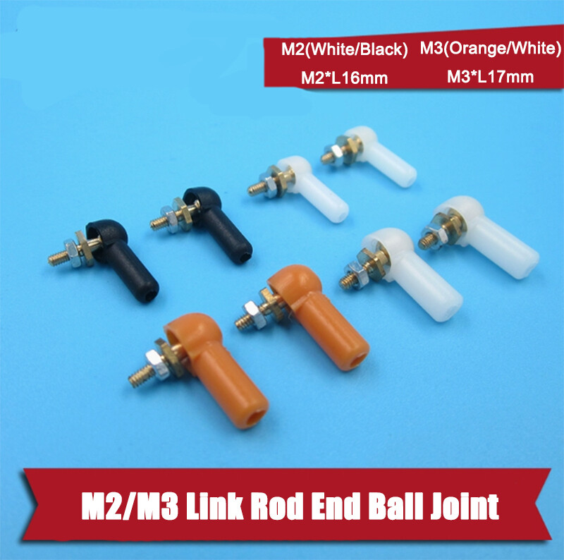 M2/M3 Link Rod End Ball Joint Black/White/Orange Fit RC Car Crawler Buggy Plane