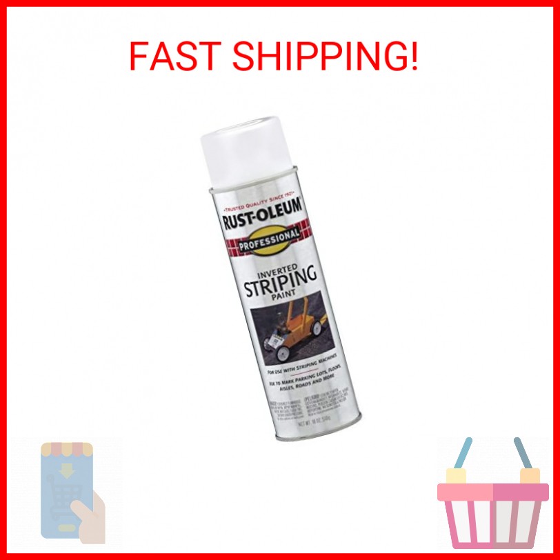 Rust-Oleum 2593838 Professional Inverted Striping Spray Paint, 18 oz, White
