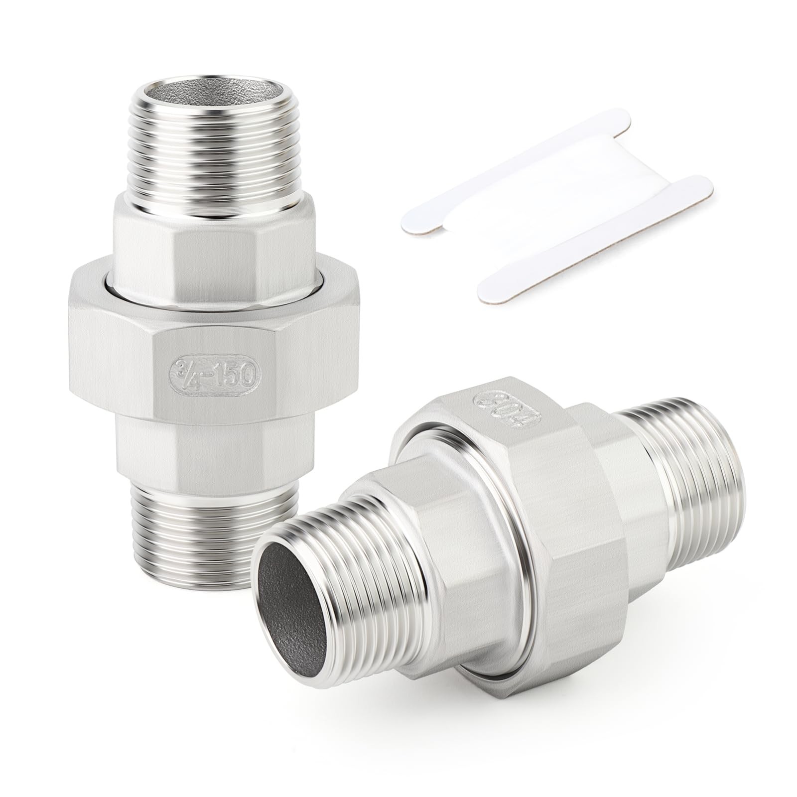 TAISHER 2PCS 304 Stainless Steel Union, 3/4″ NPT Male x MNPT, Silver