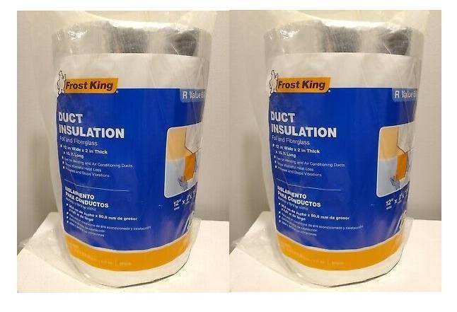2 Rolls SP55/6 Fiberglass/Vinyl Silver Flexible Duct Insulation 12″x2″x15′ (42B)