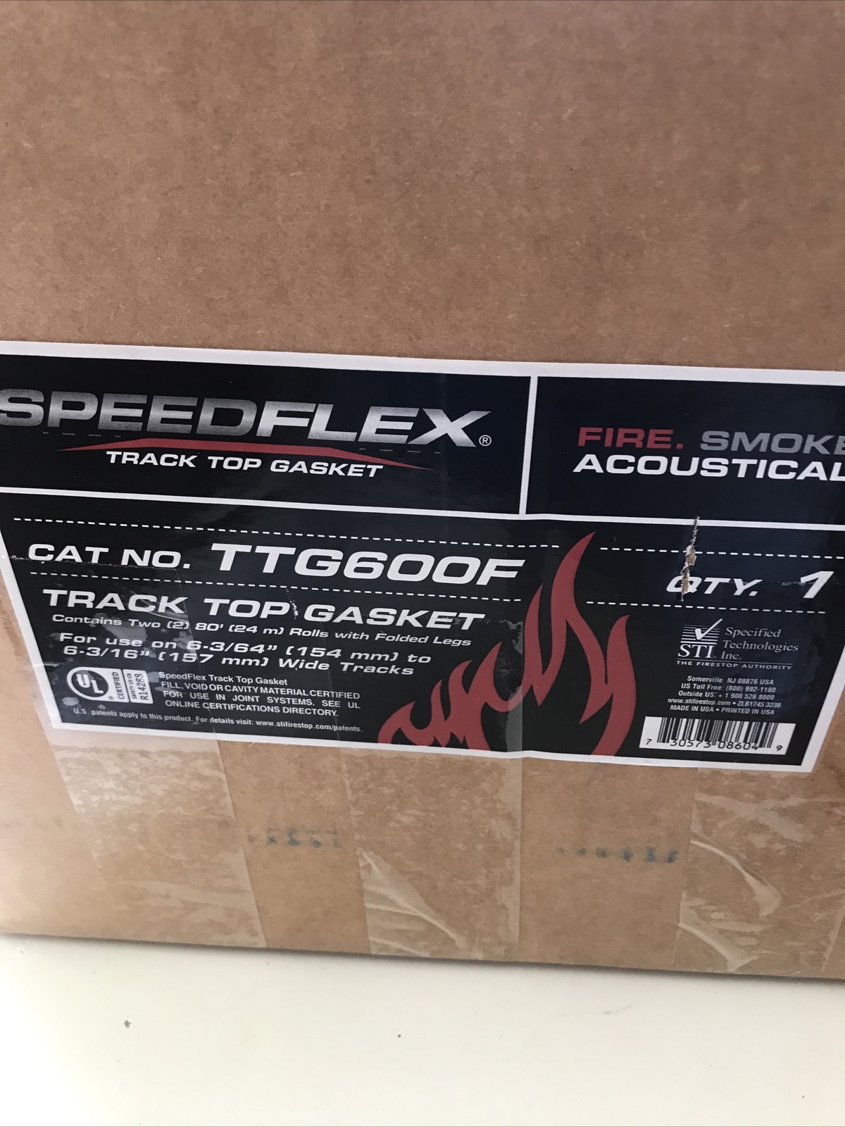 STI TTG600F Top Track Gasket for 6″ Ceiling Track 160′ New in Box SPEEDFLEX