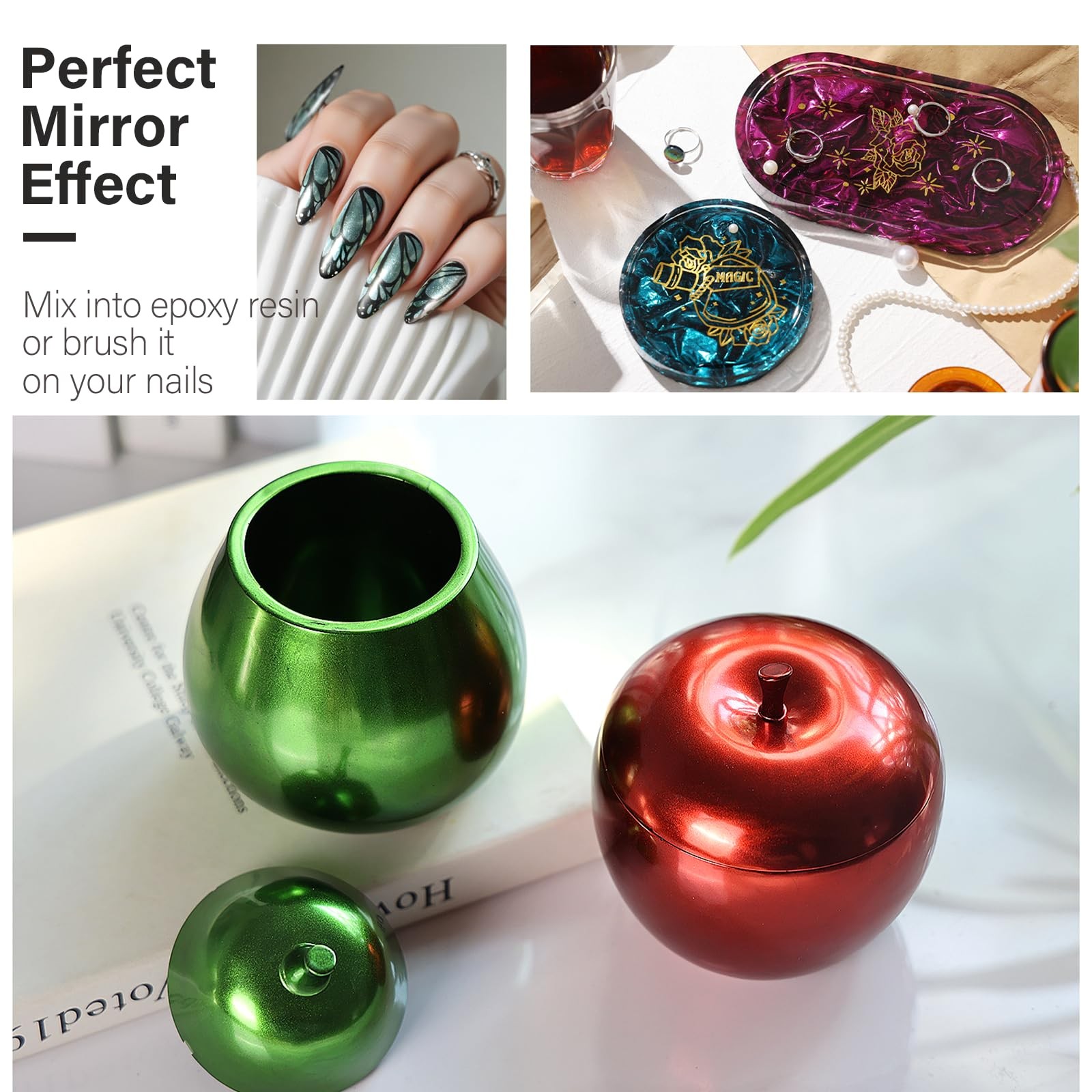 LET’S RESIN Chrome Powder,10 Colors Metallic Mirror Effect 10 colors