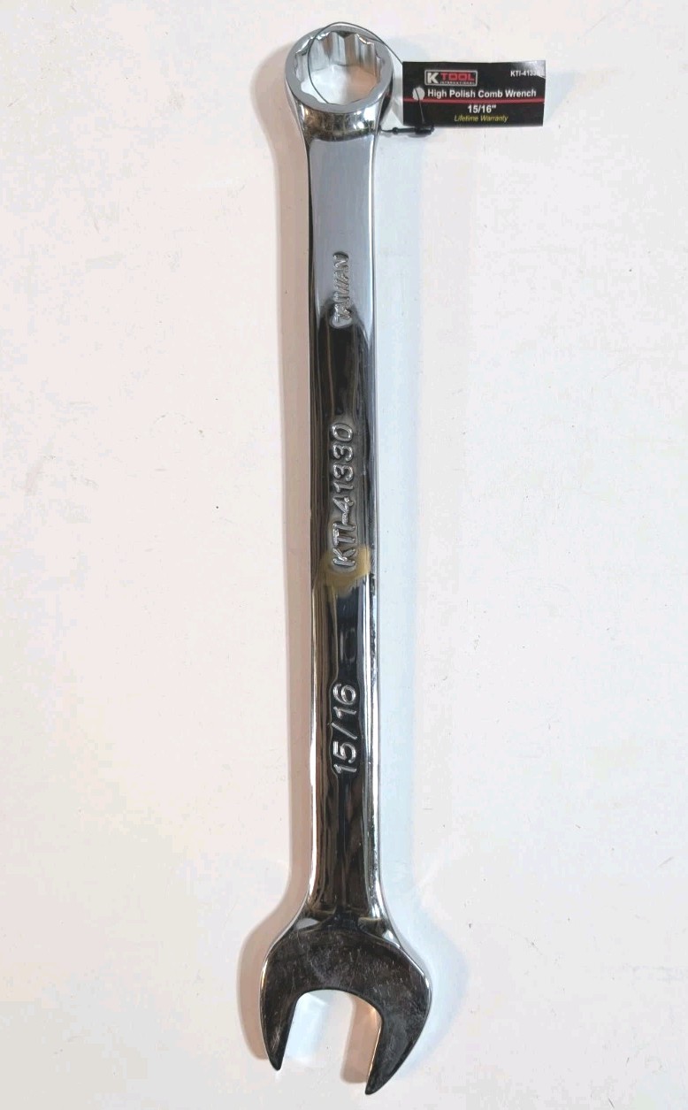 K Tool International KTI-41130 Combination Wrench WR 15/16 COMB 12PT 15 DEG
