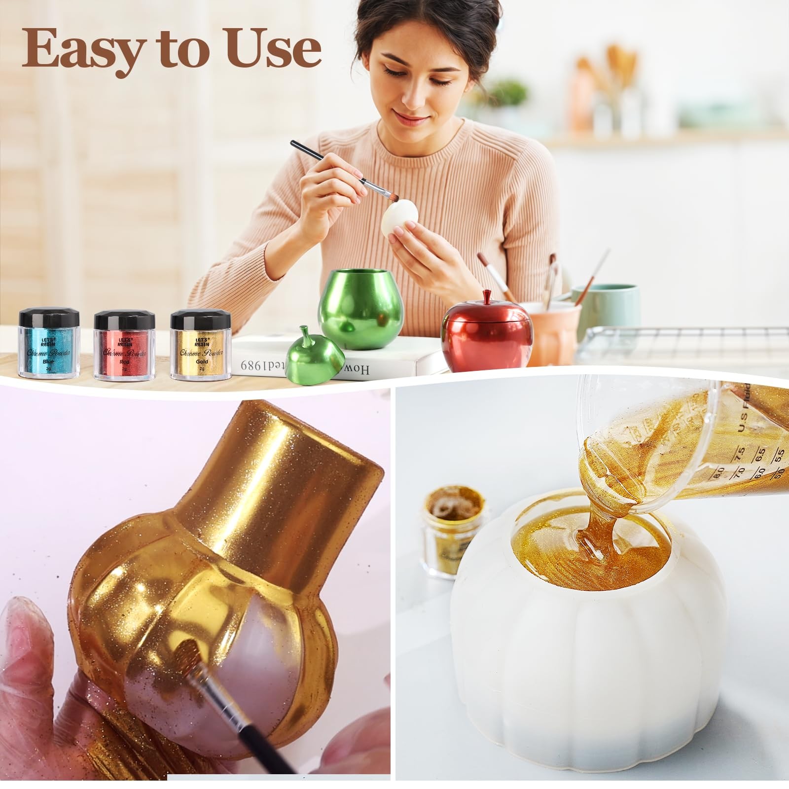 LET’S RESIN Chrome Powder,10 Colors Metallic Mirror Effect 10 colors