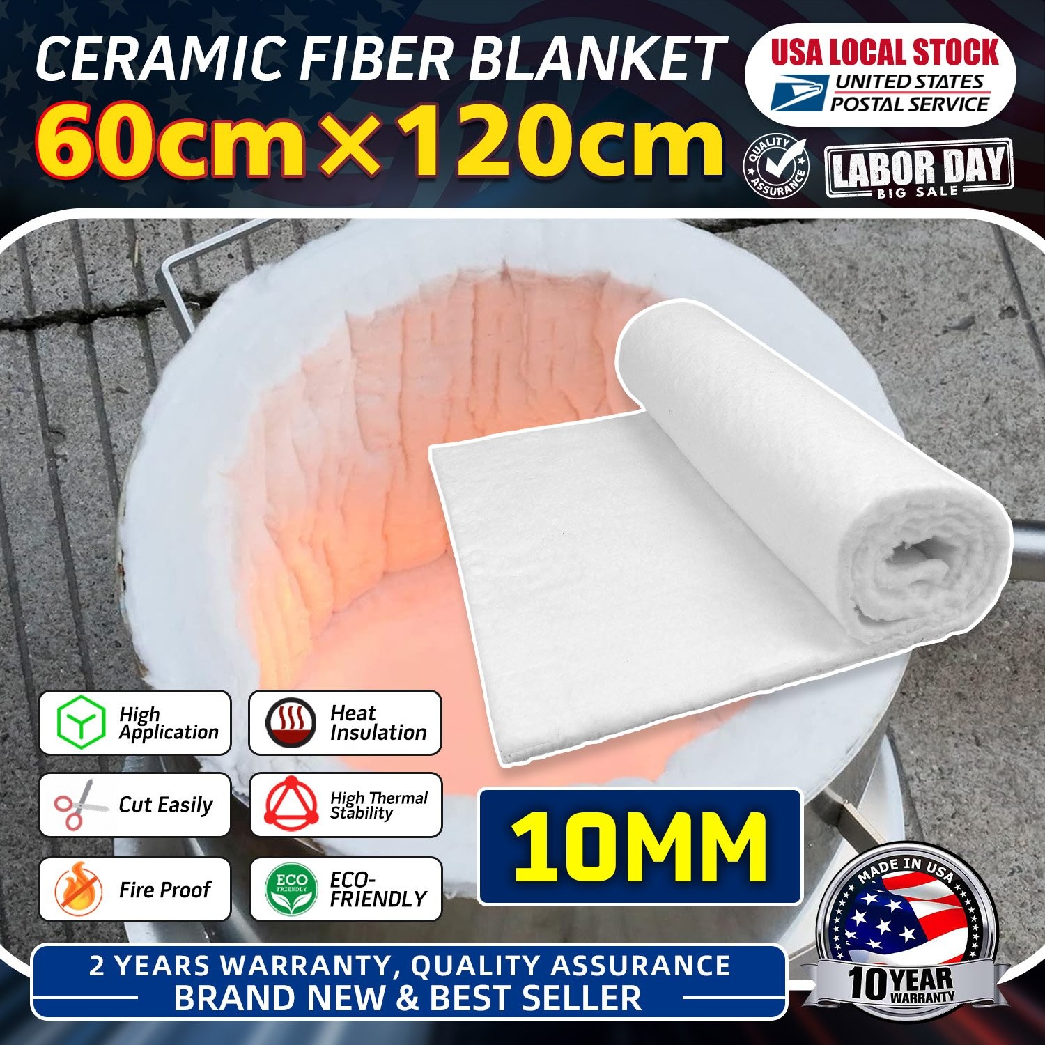 10mm CeraBlanket STRIPS 24″x47″ 10mmT Ceramic Fiber Blanket Thermal Ceramics