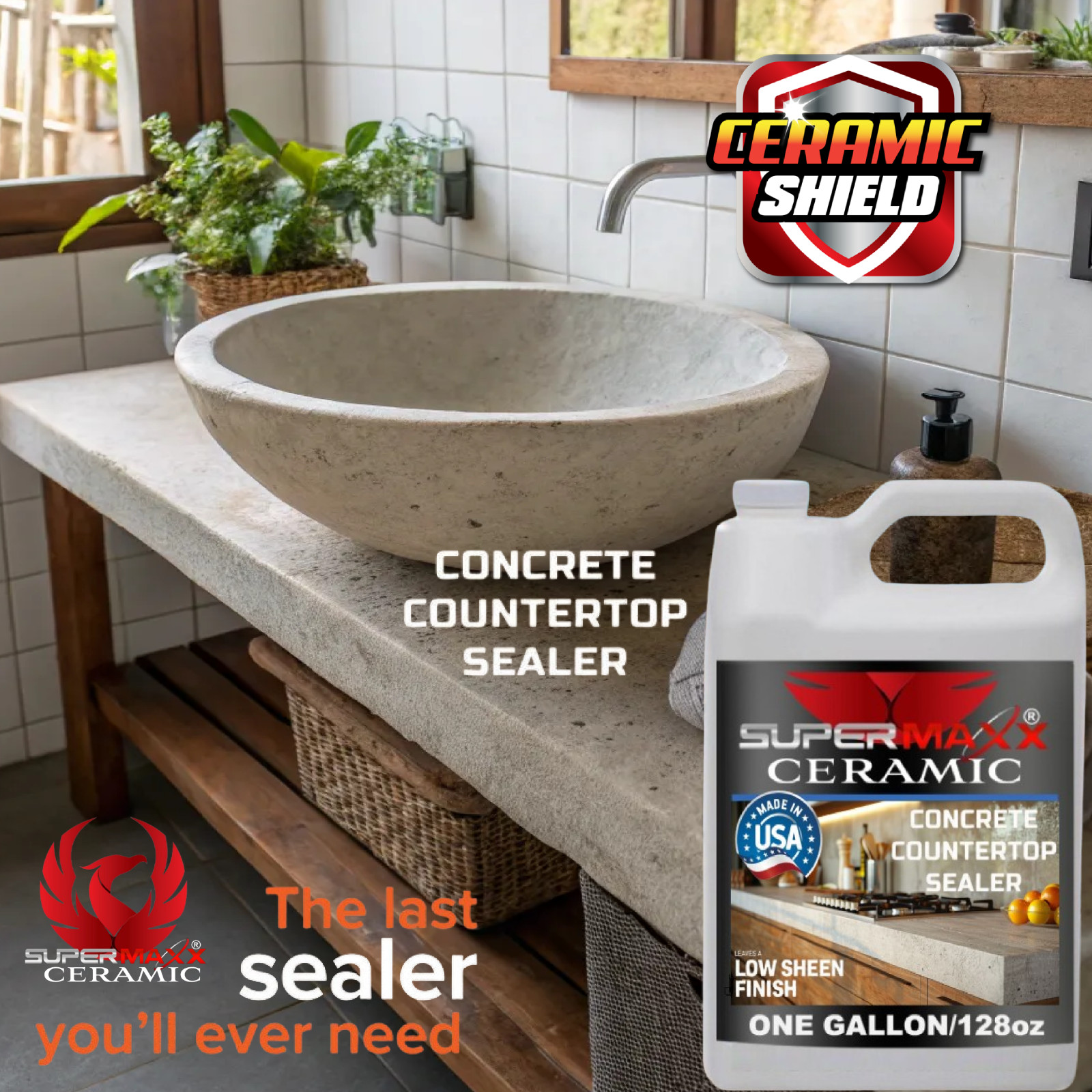 CONCRETE COUNTERTOP CLEAR SEALER CERAMIC /SILOXANE FORMULA – ONE GALLON /128oz