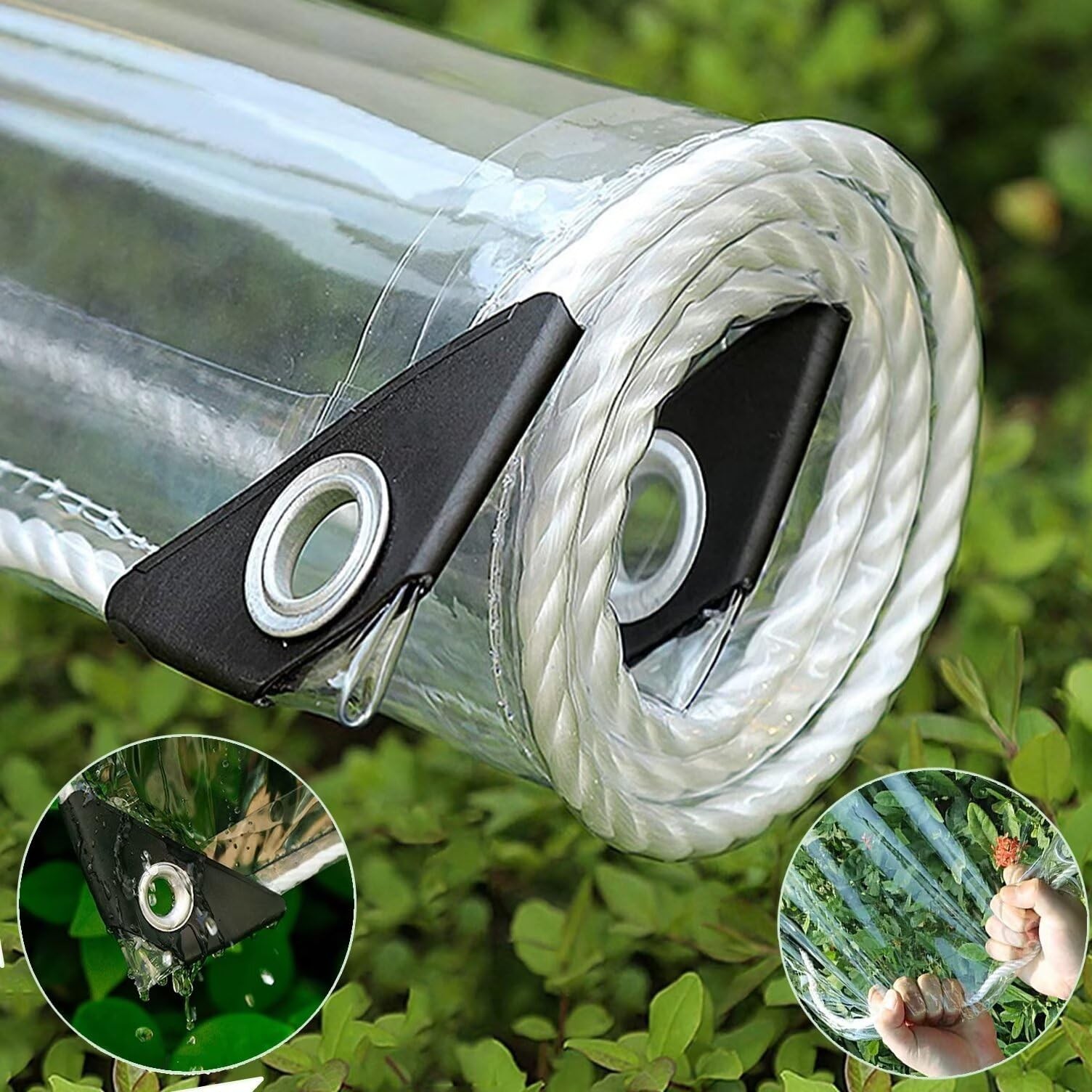 Clear Tarp 12x12ft, Clear Tarps with Grommets, 14 MiL Heavy Duty Waterproof w…