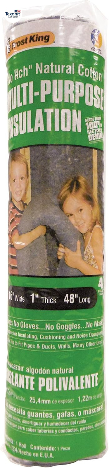 CF1 “No Itch” Natural Cotton Multi-Purpose Insulation, 16 X 1 X 48-Inch