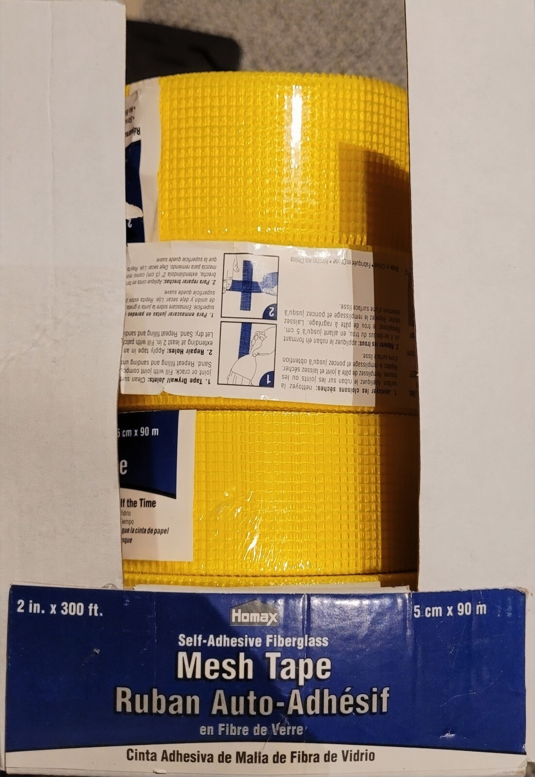2x HOMAX Fiberglass Mesh Self-Adhesive Tape 300′ x 2″ Drywall ~ New