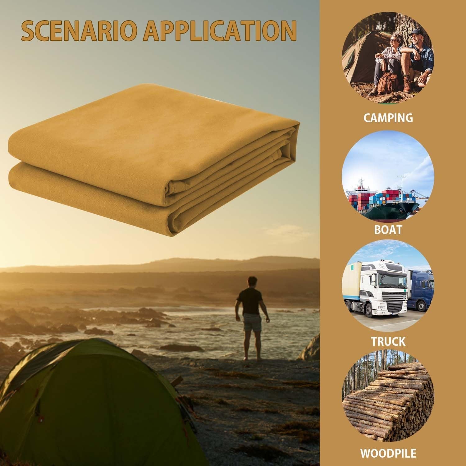 FoundGo 16x20ft Canvas Tarp 22 Mil Tarps 14 oz Canvas Tarpaulin Heavy Duty Cl…