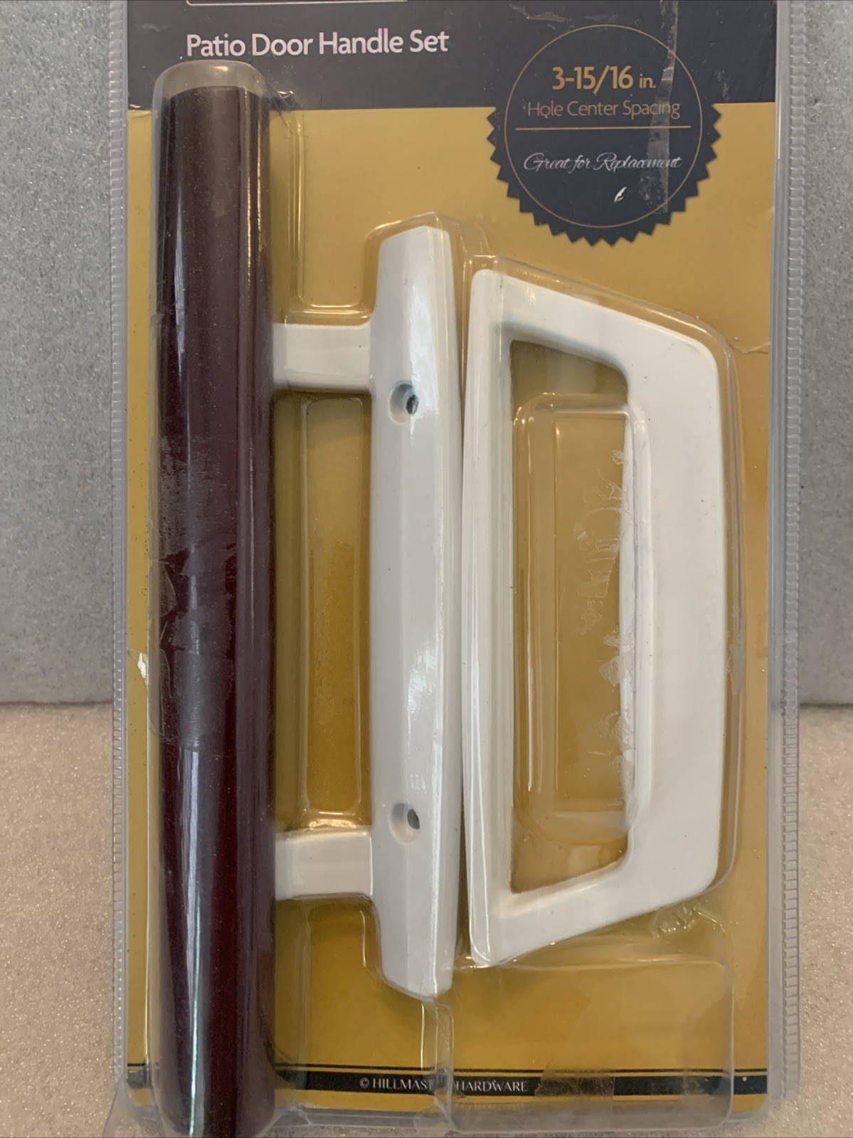 Patio Door Handle Set 3-15/16” Hole Spacing Burgundy Handle