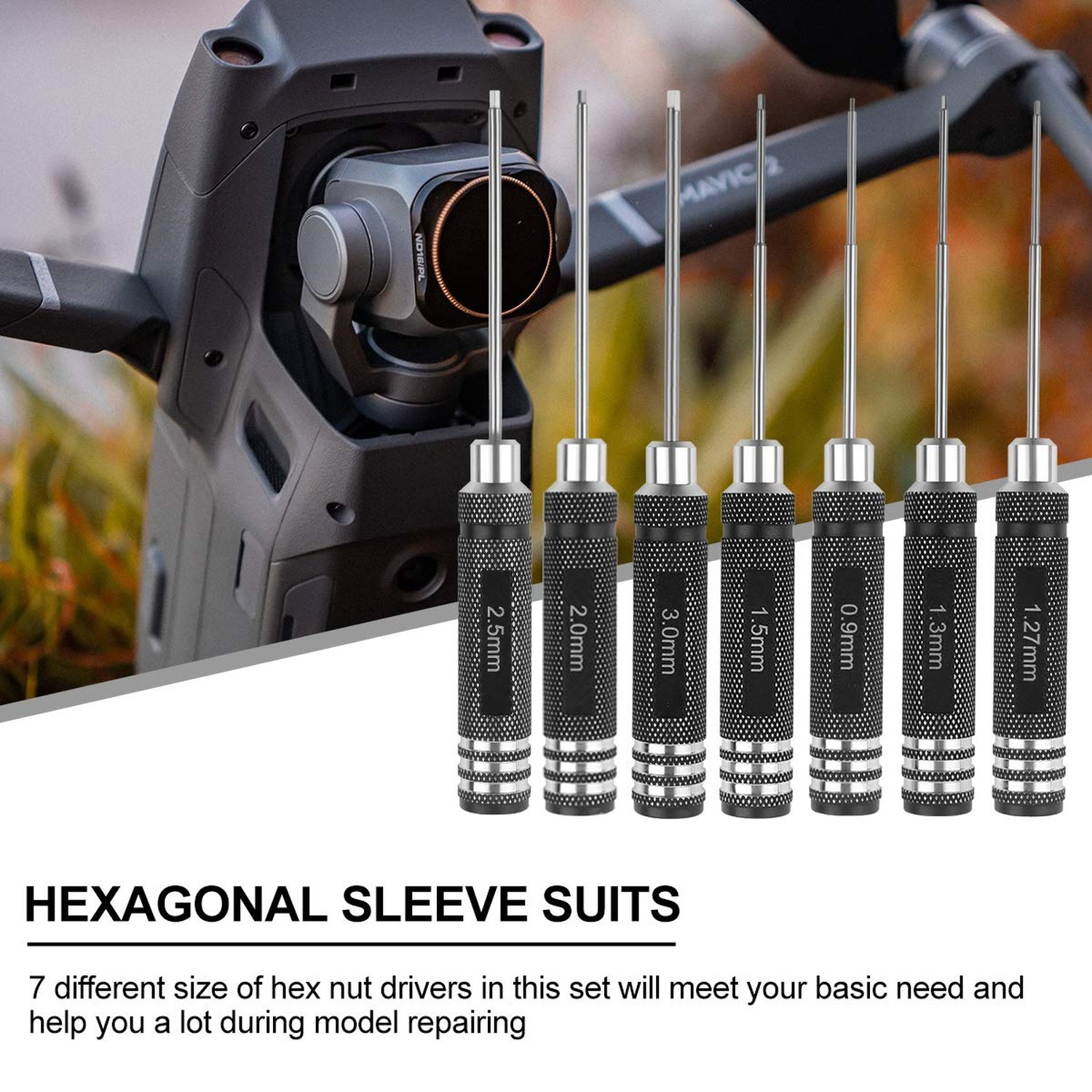 RC Hex Driver Set – 7pcs Hex Allen Screwdriver Kit 0.9mm 1.27mm 1.3mm 1.5mm 2…