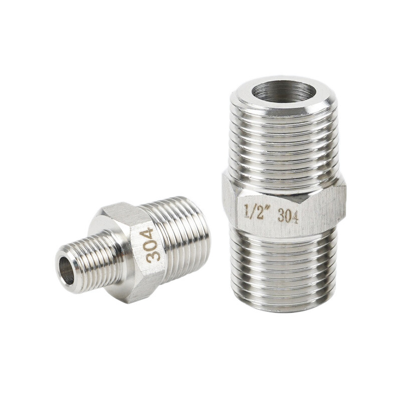 A2 Stainless Steel Hex Pipe Fittings BSP Male to Male Straight Nipples Connector