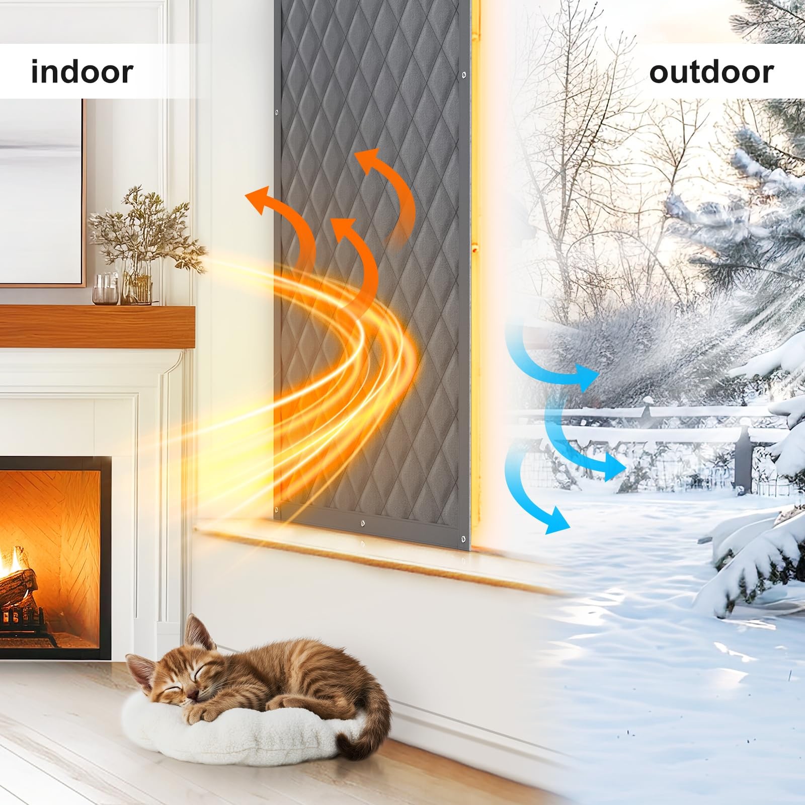 AGHITG Thermal Window Cover for Winter,38″ X 62″ 38IN X 62IN, Gray