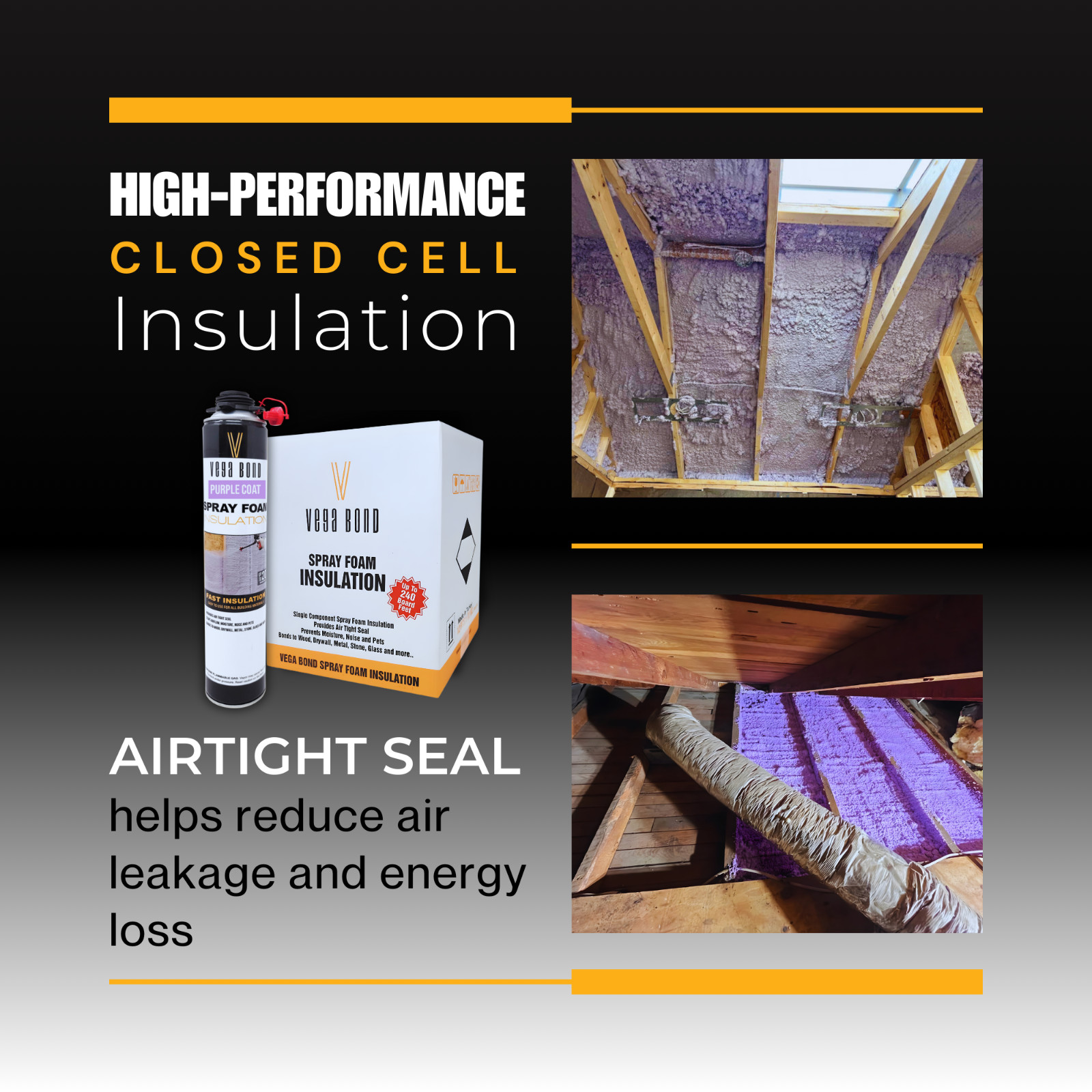 Vega Bond Purplecoat Closed Cell Insulation Spray Foam 12pack Gun&Cleaner 240SF