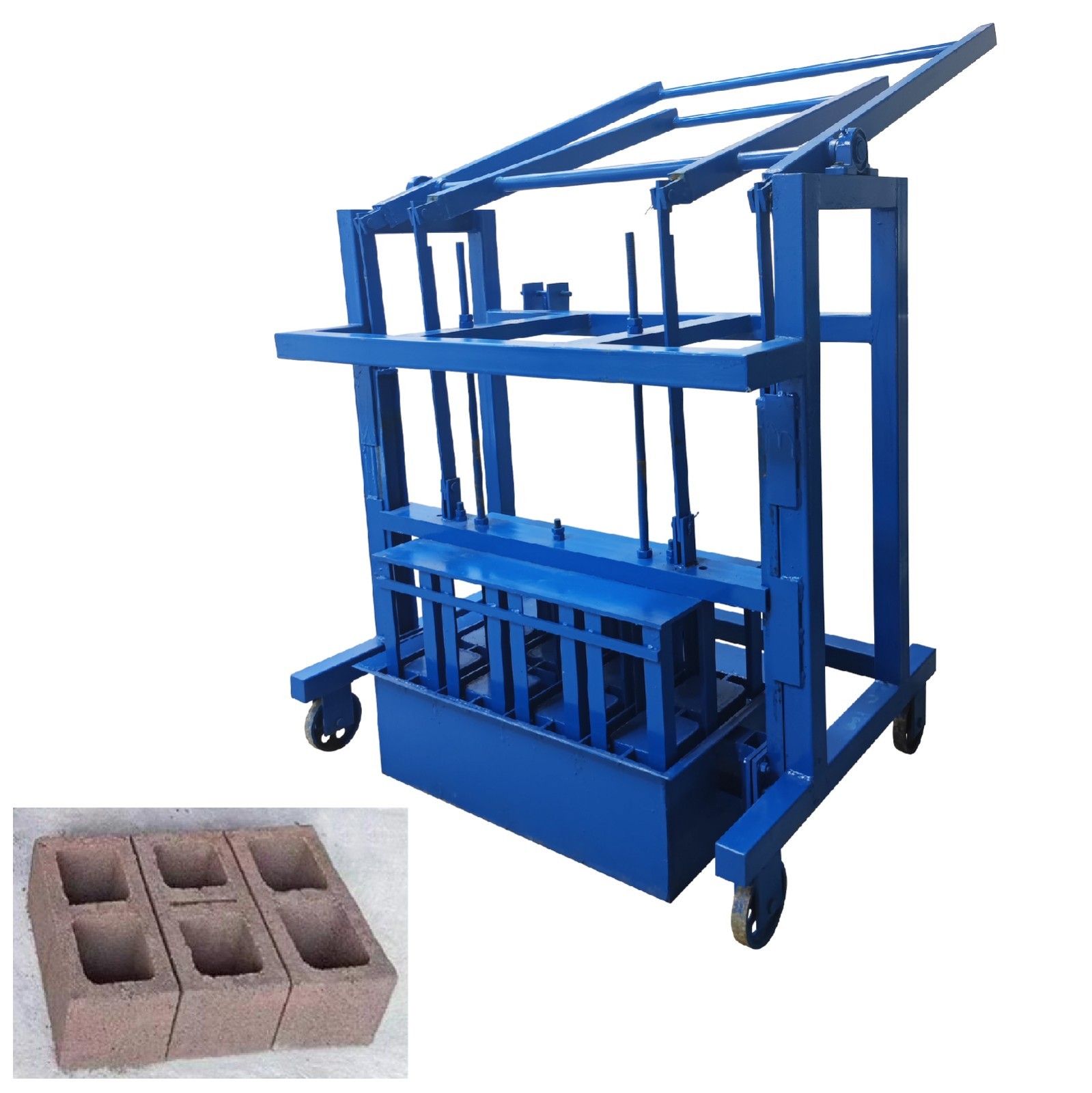 Manual Concrete Hollow Block Maker H1 Hole 4 Bricks/Time Brick Molding Machine