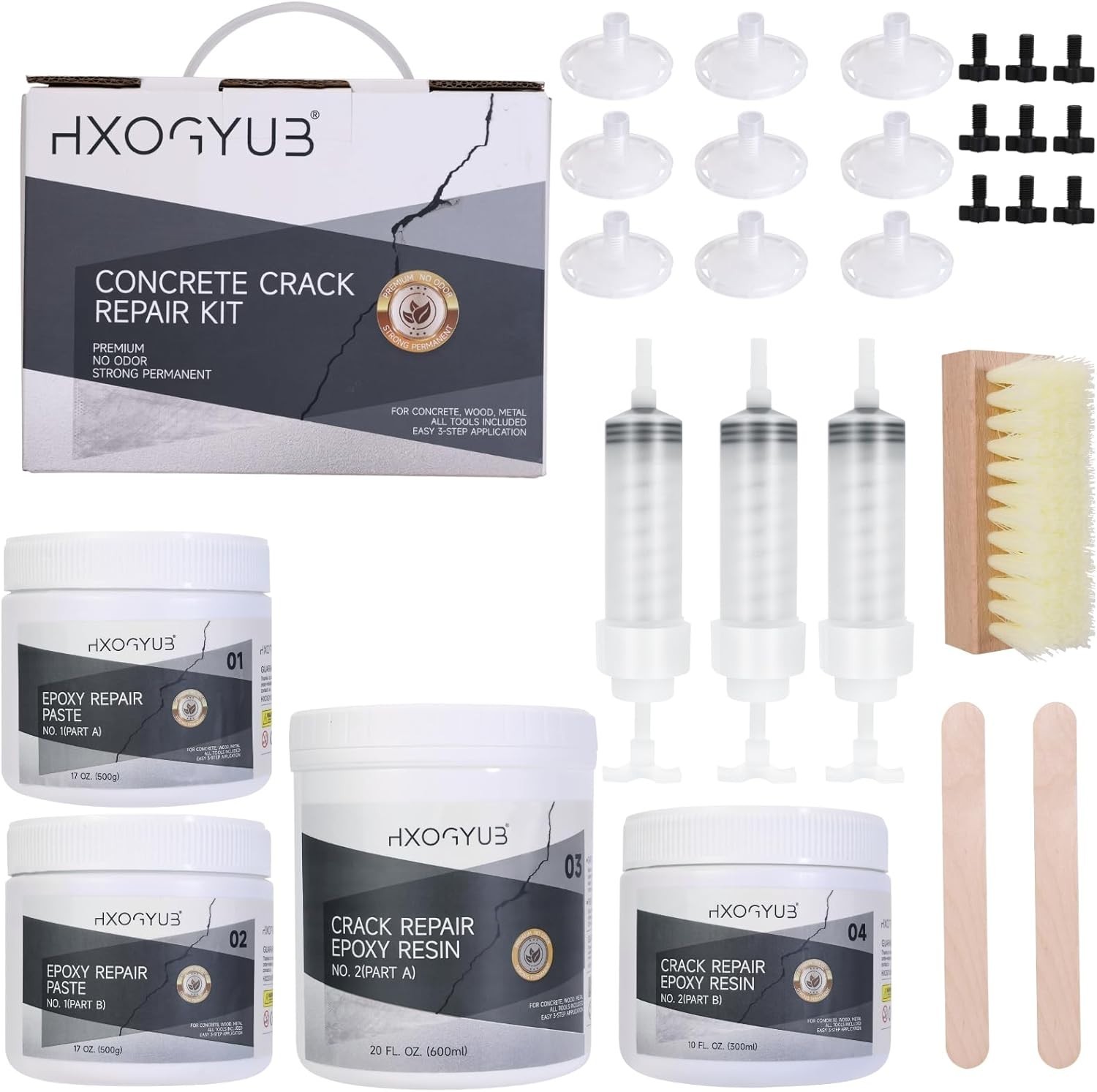Concrete Foundation Crack Repair Kit, with Automatic Injector, High Performance,