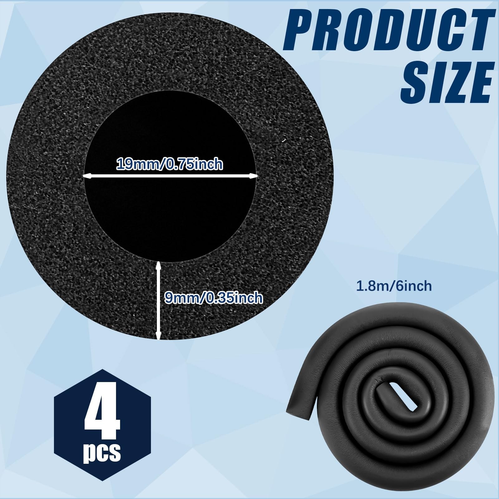 Pangda 4 Pcs 6 ft 3/4 Inch ID Foam Pipe Insulation Tubing, 6 Id