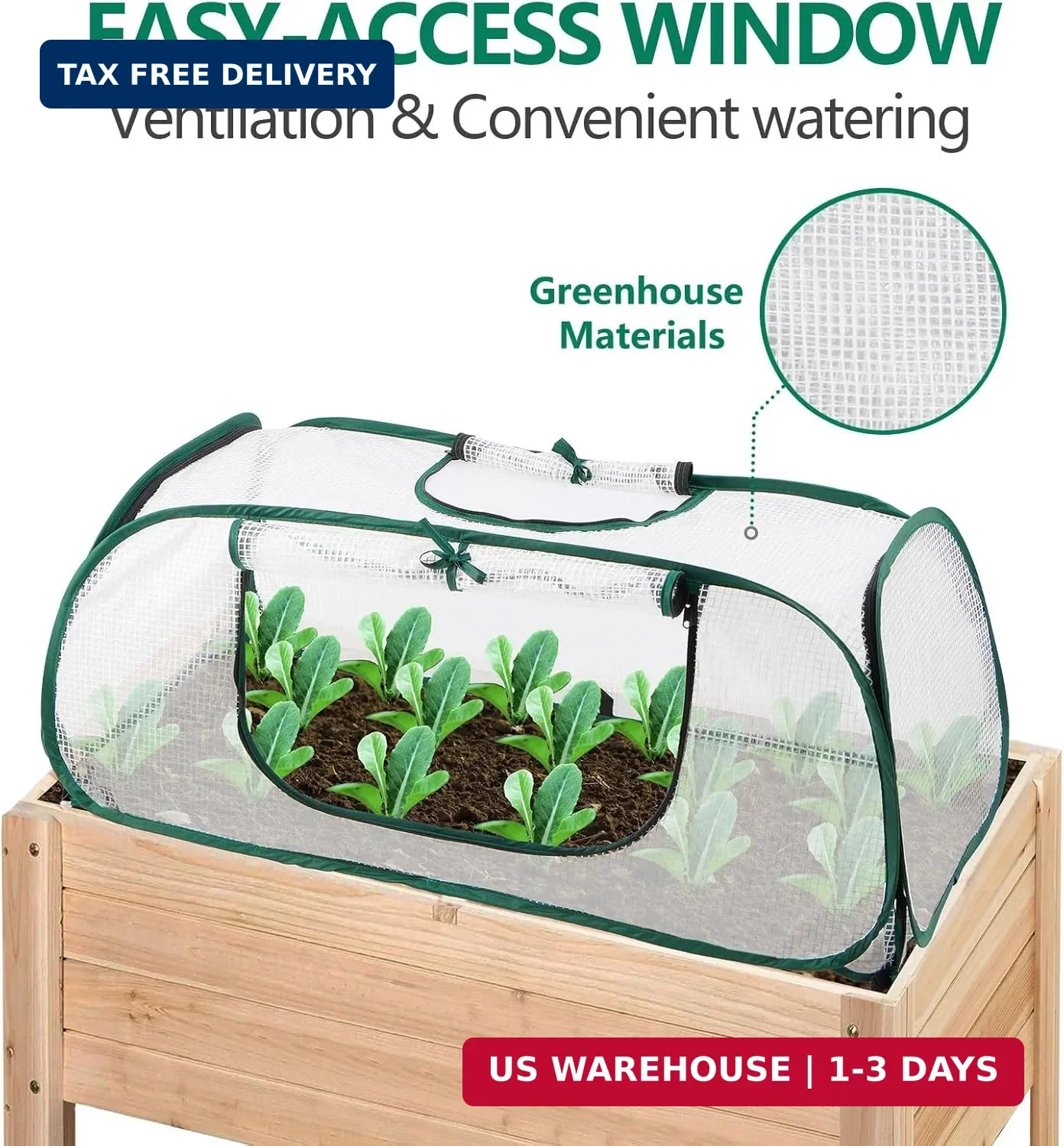 Garden Bed Cover, 45″x22″x16″(H), Plastic Hot House, Garden Row Accelerator, Gre