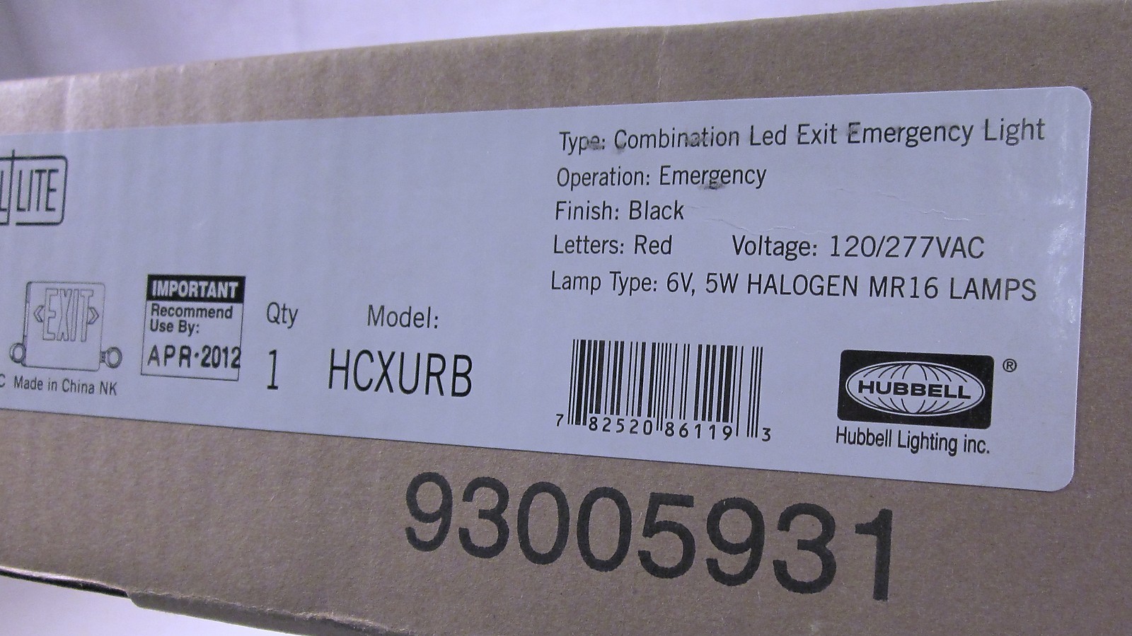 Hubbell Dual Lite Comb Black LED EXIT Emergency Light HCXURB NIB