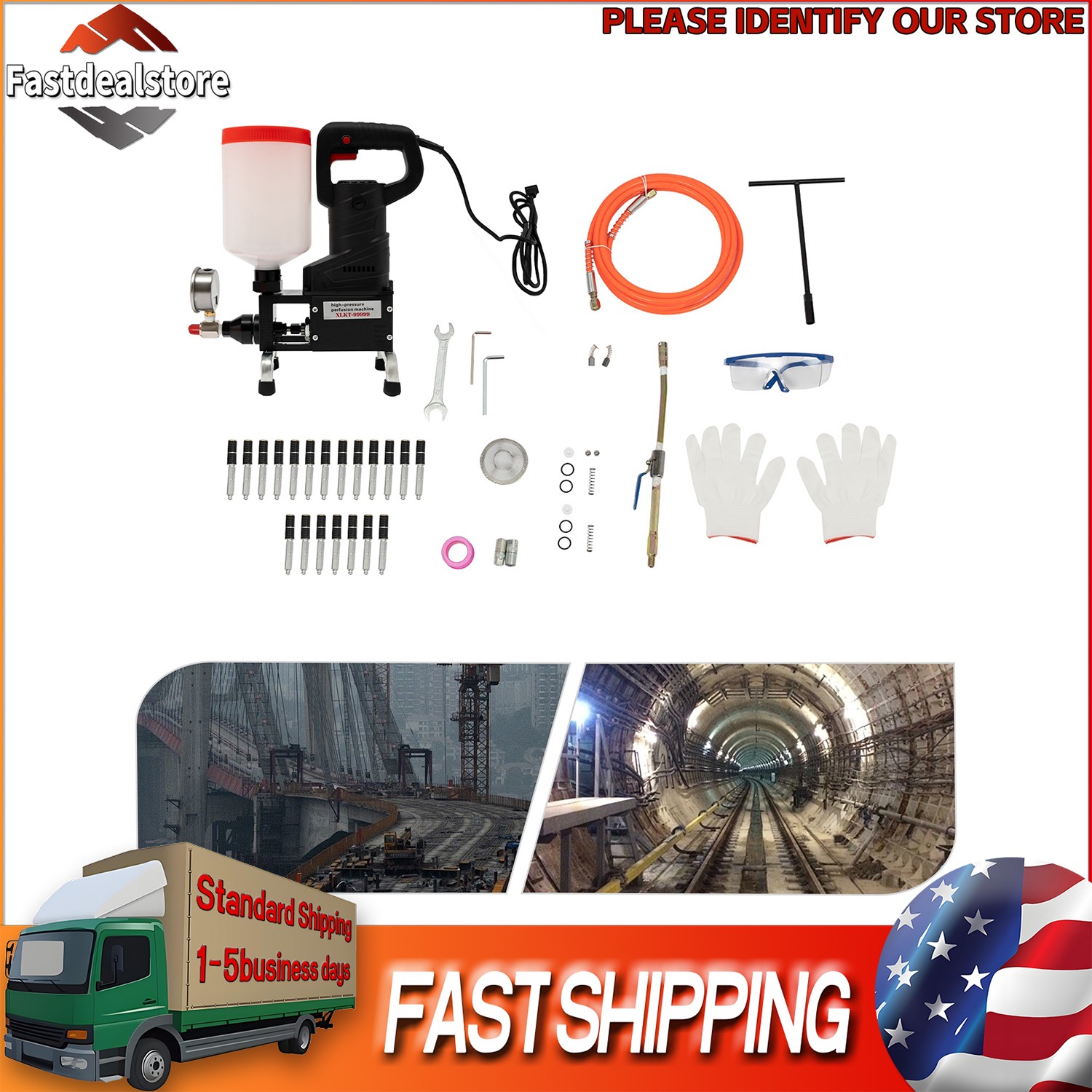 Electric Grouting Machine High Pressure Grouting Injection Pump 0-10000PSI 110V