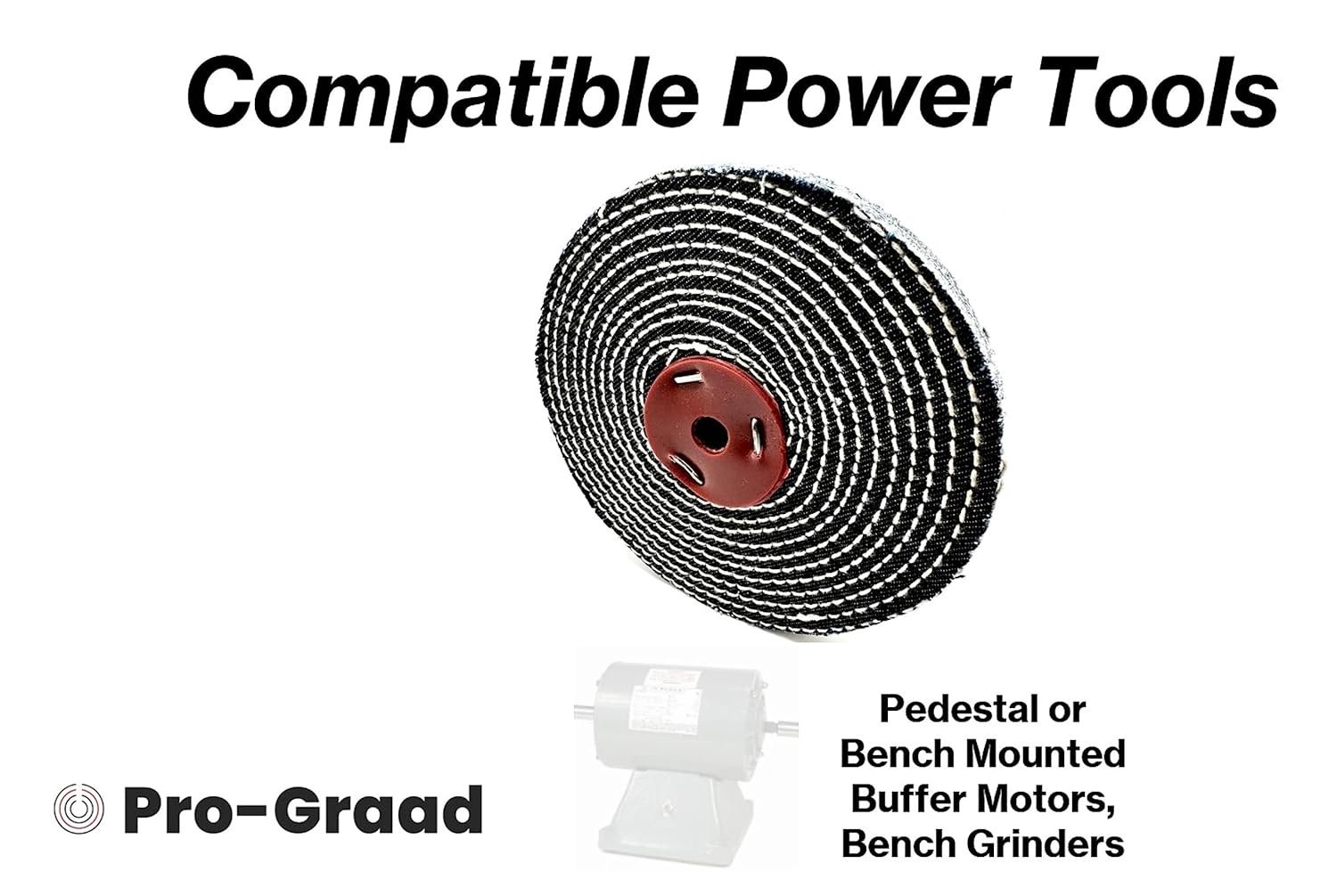 Pro-Graad 1 Pack 6” Denim Buffing Wheel 6 inch x 1/2 inch Arbor Hole Extra…