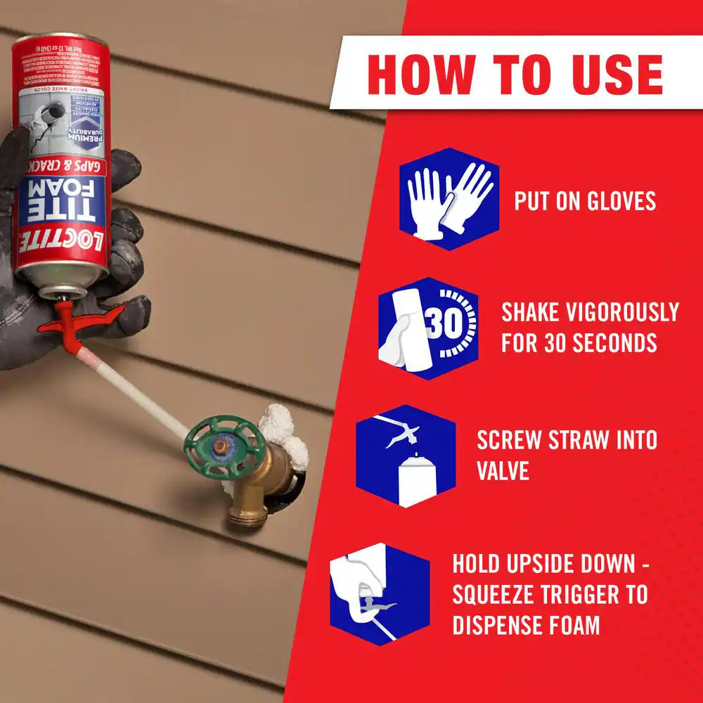 TITE FOAM Gaps and Cracks Spray Foam, Bright White, 12 Oz. Can, Insulating Spray