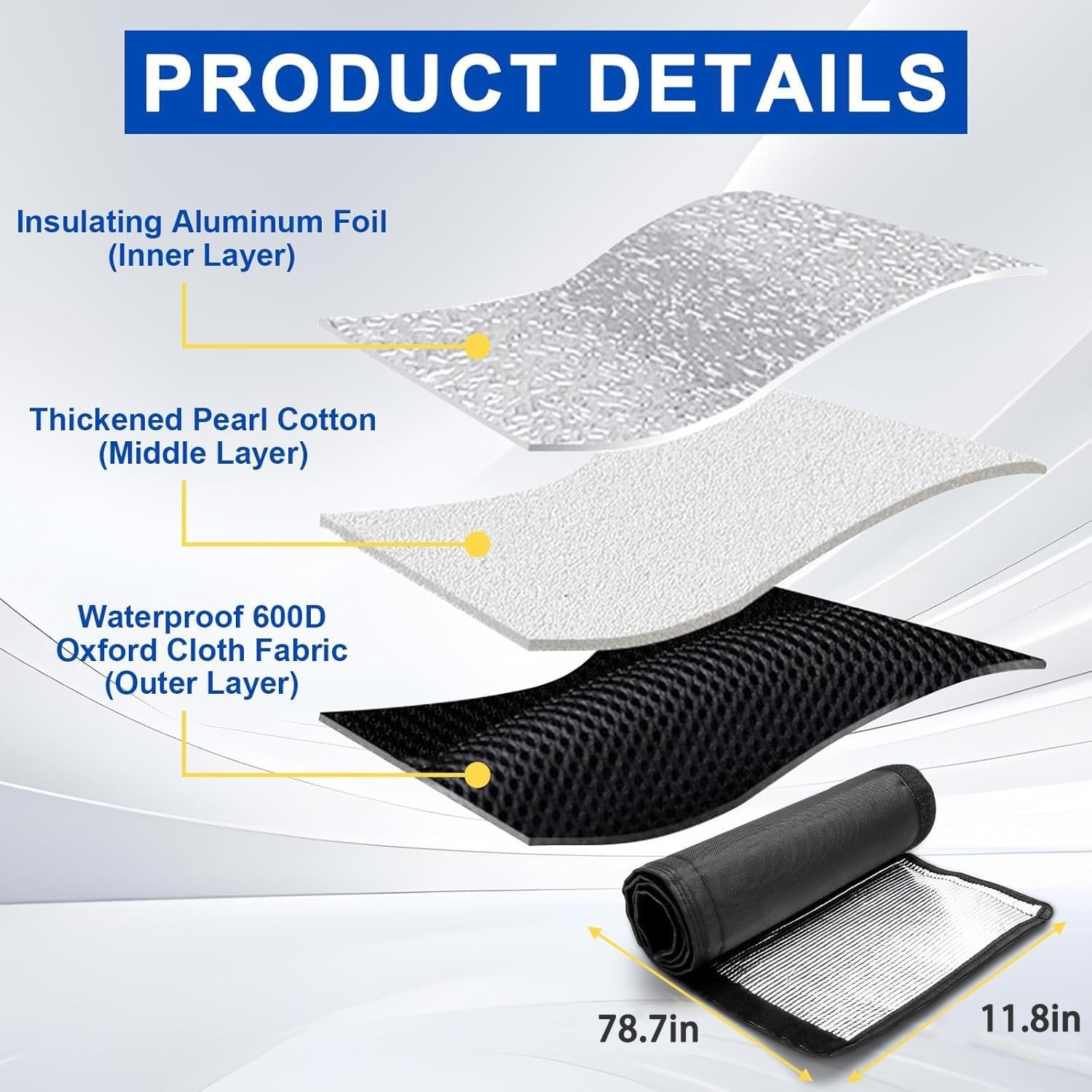 Mini Split HVAC Insulation Wrap 600D Oxford, Reflective Foil Line Set Cover, 78.
