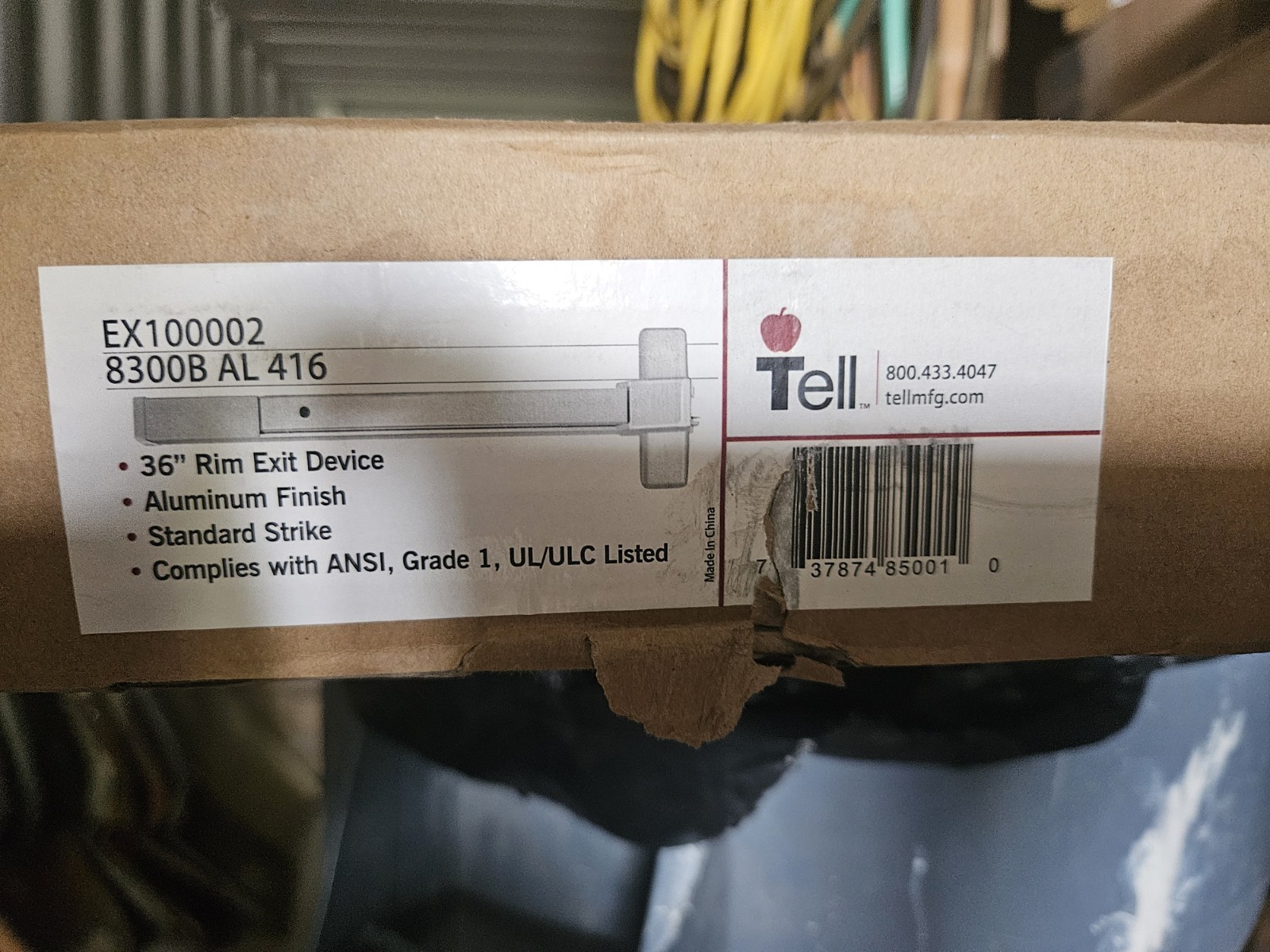 Tell 36in Rim Exit Device Aluminum Finish 8300B AL 416 EX100002