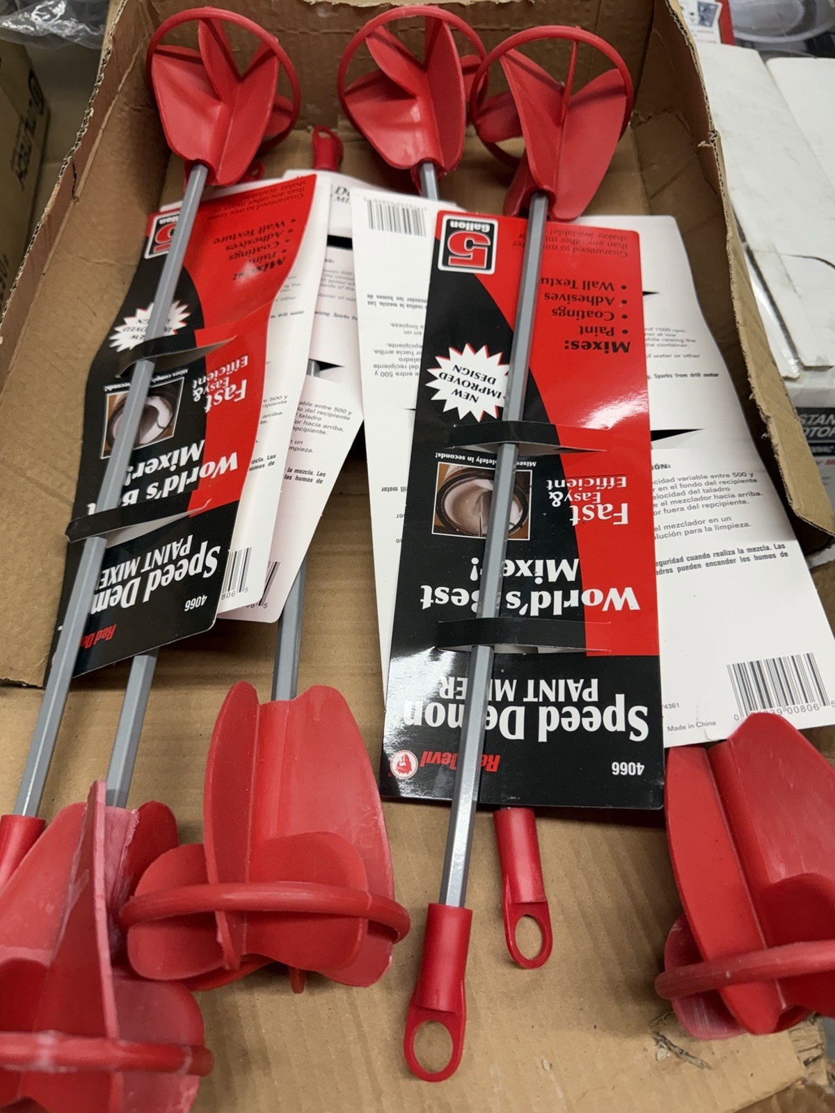 6 Pack Red Devil 4066 Speed Demon 5 Gallon Paint Mixers 3/8″ Drill Attachment
