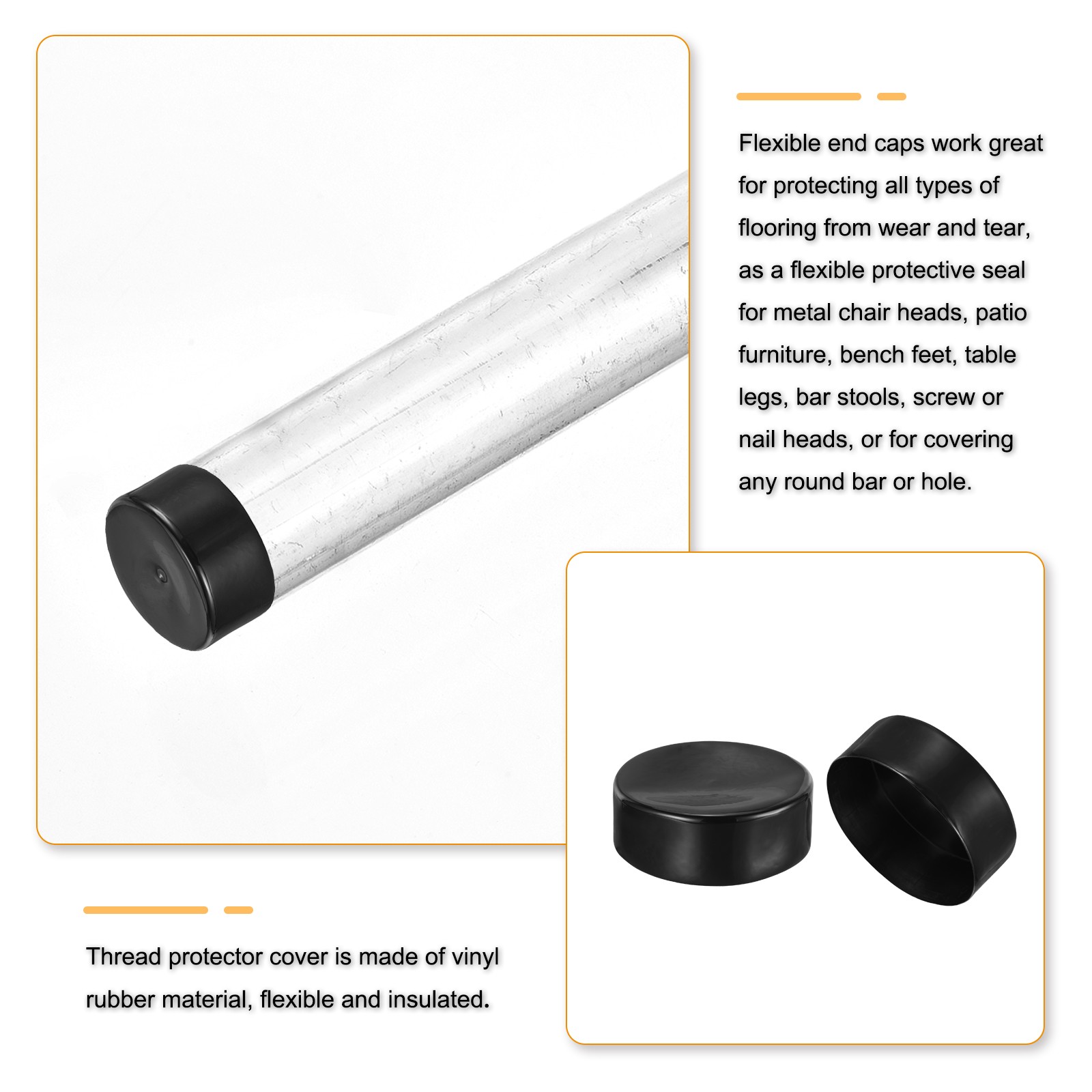 Black 150mm Rubber End Caps Round Vinyl Plug Insert Rubber Flexible
