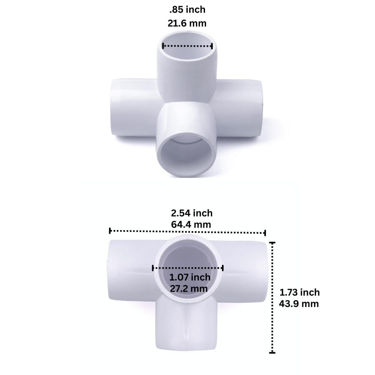 80-Pack 1/2″ Schedule-40 PVC 4-Way Fittings SCH40 ASTM Furniture-Grade