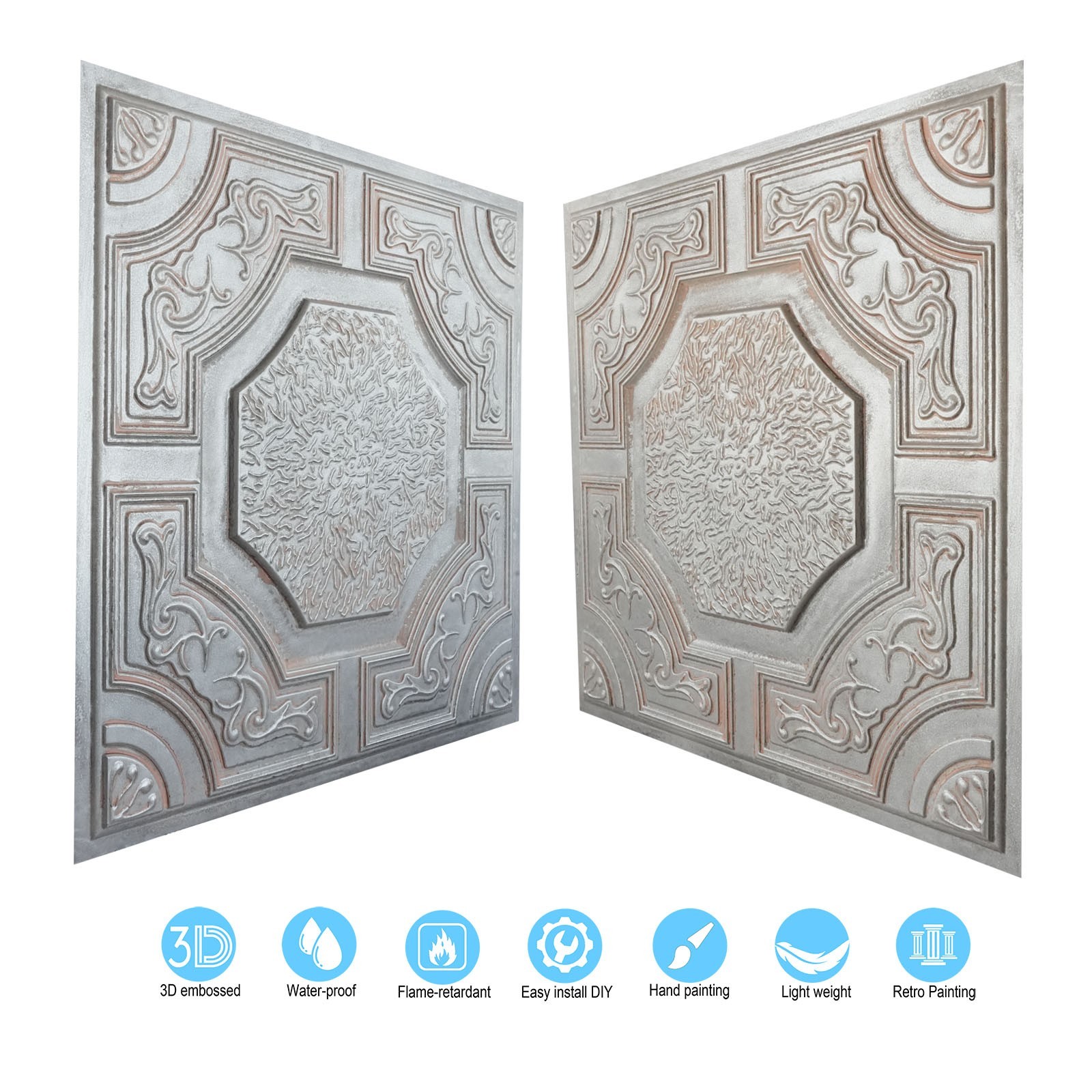 Village style ceiling tiles Decorative pvc panels for Restaurant PL02 10Pcs