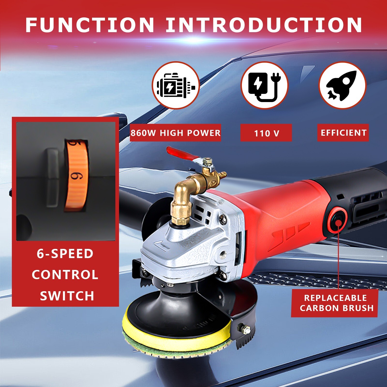 4″ Variable Speed Electric Wet Stone Polisher for Granite Marble Concrete
