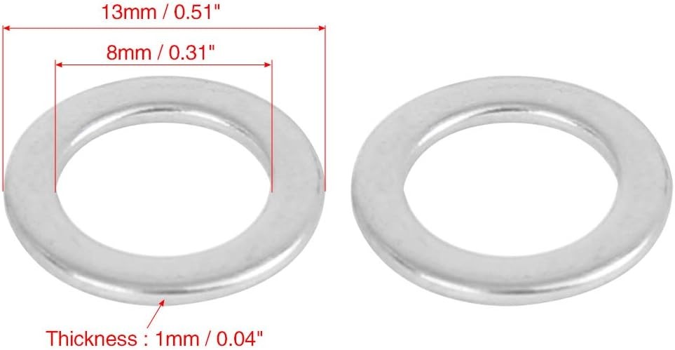 M8x13mm Stainless Washer 55 Pcs Flat Sealing Gasket