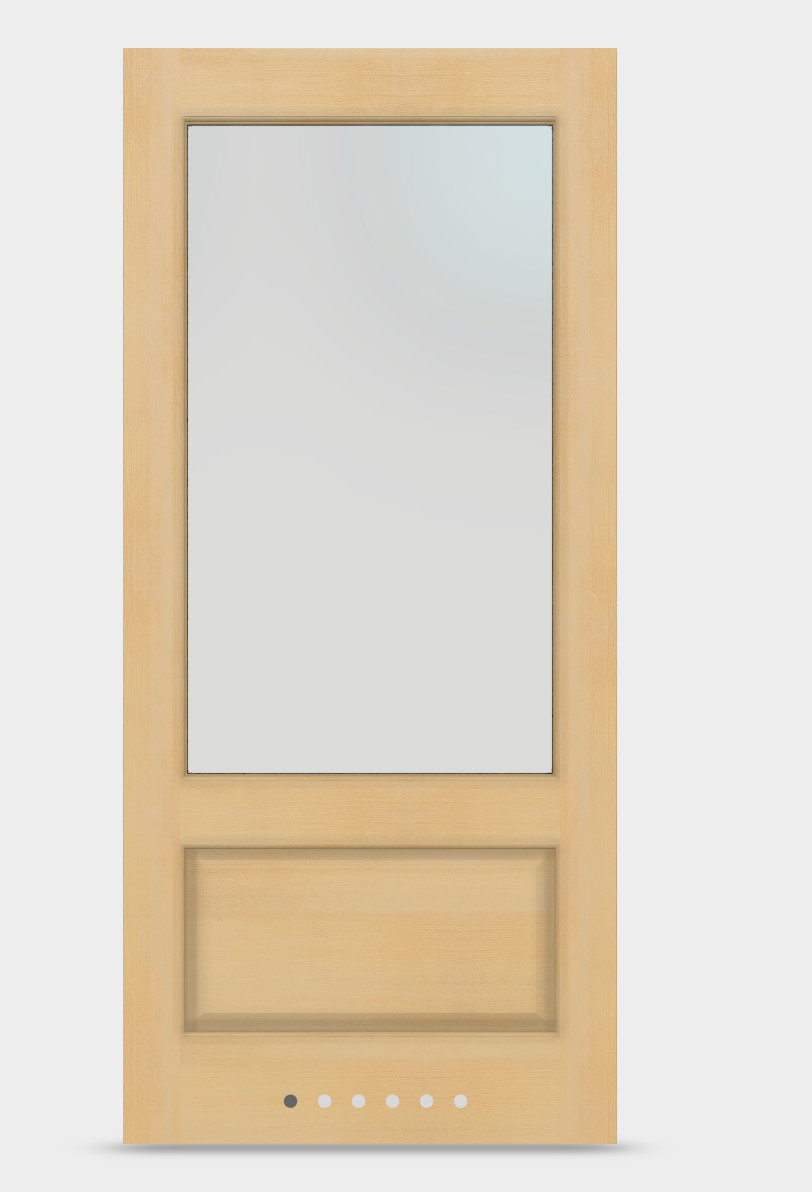 Exterior Hemlock Solid Wood Stain Grade French Doors 1 Lite Raised Bottom Panel